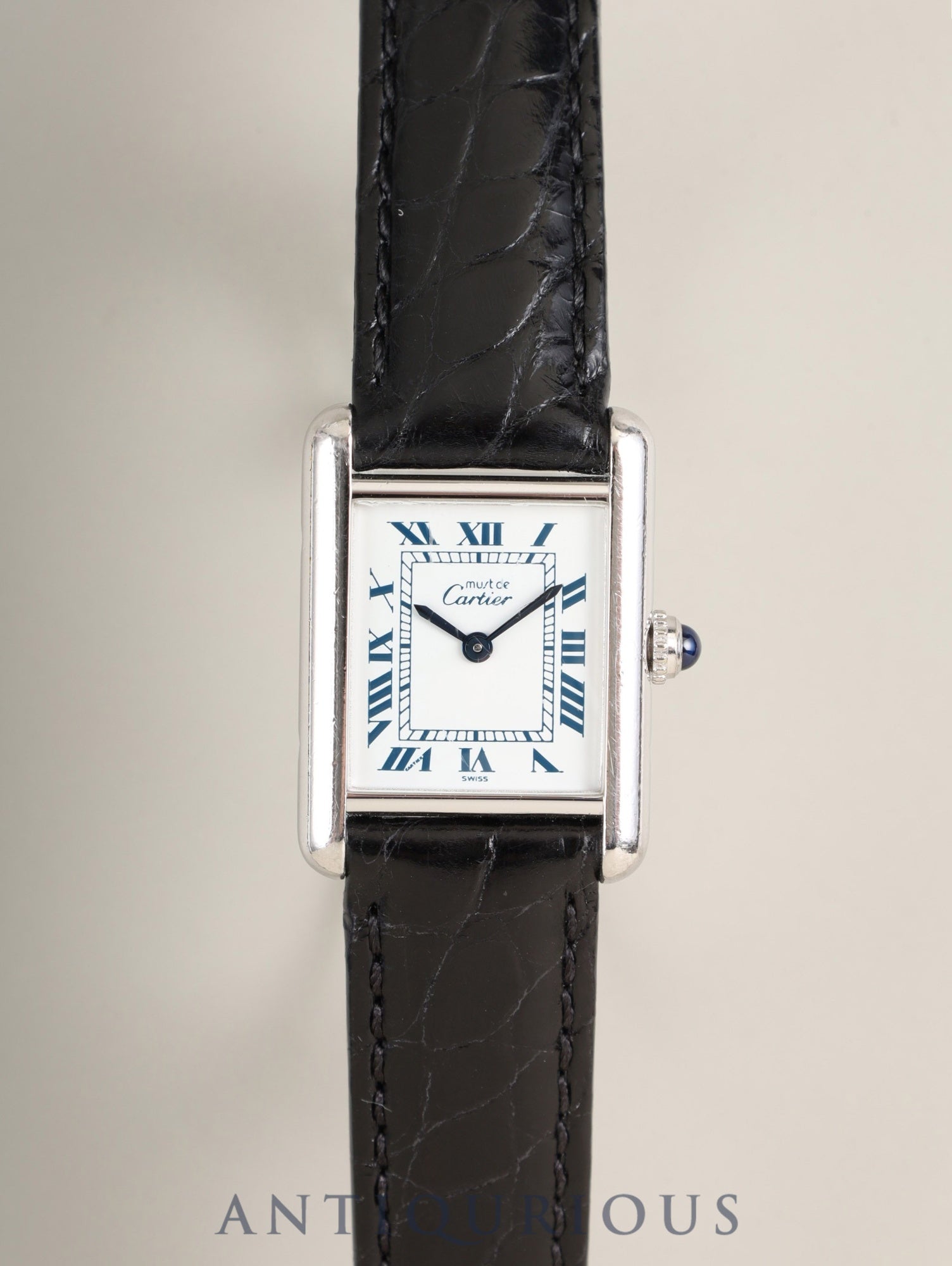 カルティエ マストタンク SM 6057002 クォーツ Cal.- SV925 革 純正Dバックル(SS)ホワイトローマン文字盤 (SWISS表記)カルティエブティックにてコンプリートサービス済み