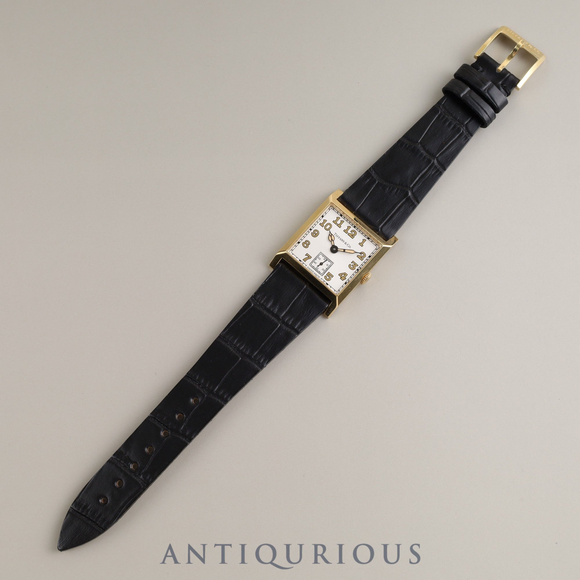 ティファニー スクエア 180TH ANNIVERSARY MODEL 限定180本 手巻き Cal.1200 YG 革 純正尾錠(750)シルバー文字盤