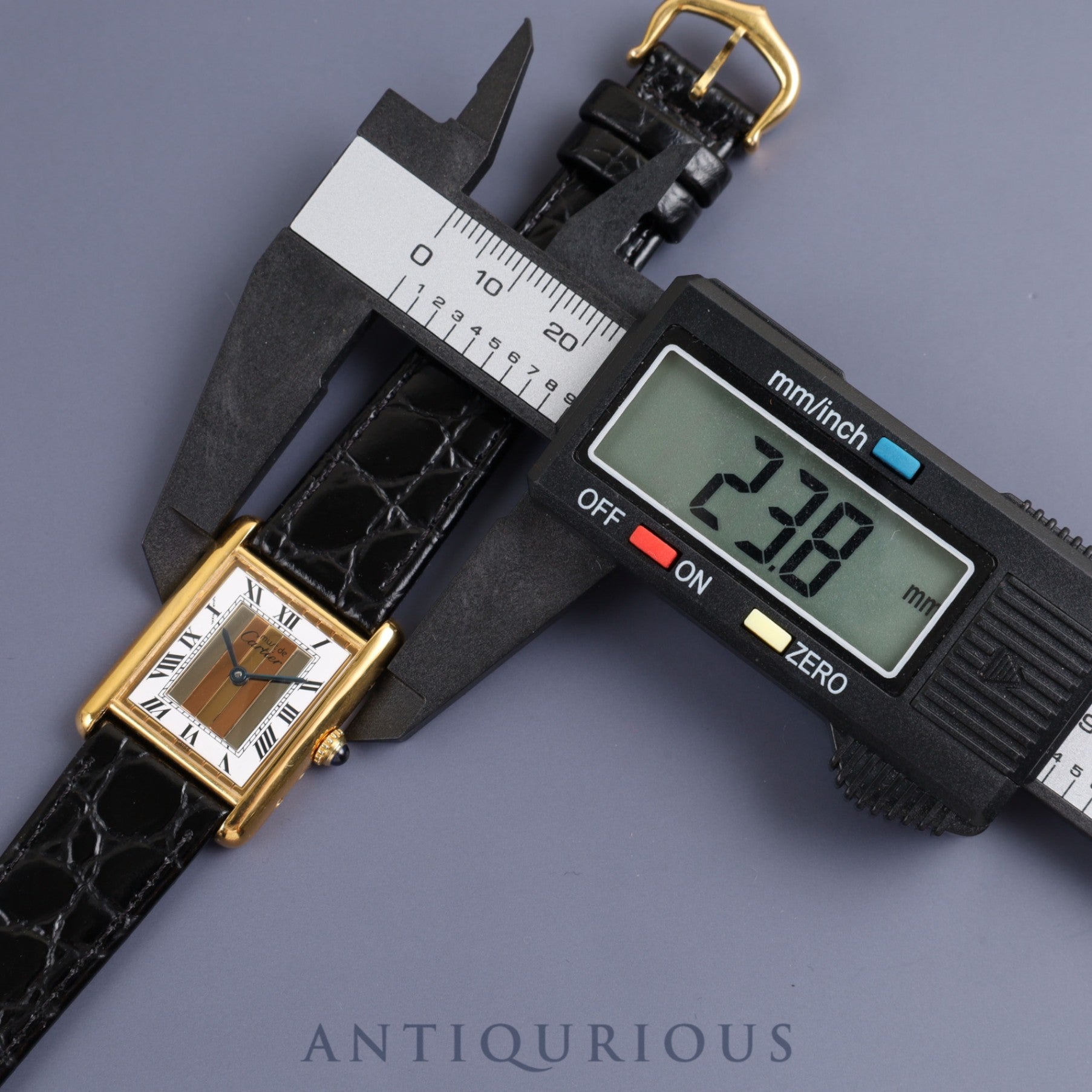Cartier Must Tank LM Quartz Cal.90 590005 SV925 Leather Genuine Buckle (GP) Front Trinity Dial Overhauled