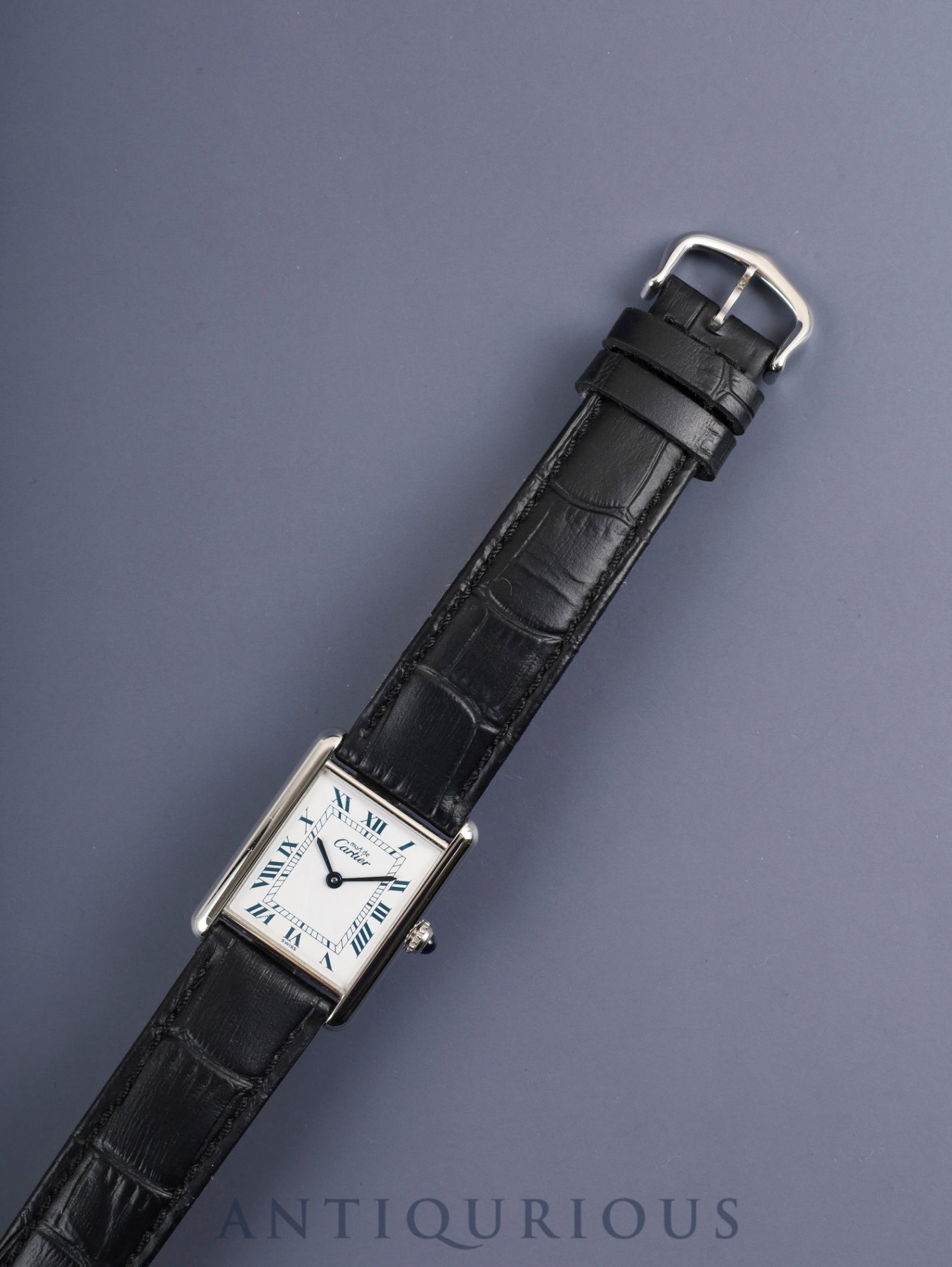 カルティエ マストタンク LM 690006 クォーツ Cal.90 SV925 革 純正ピンバックル(SS)ホワイトローマン文字盤(SWISS表記)箱 冊子 保証書(無記載)オーバーホール済み