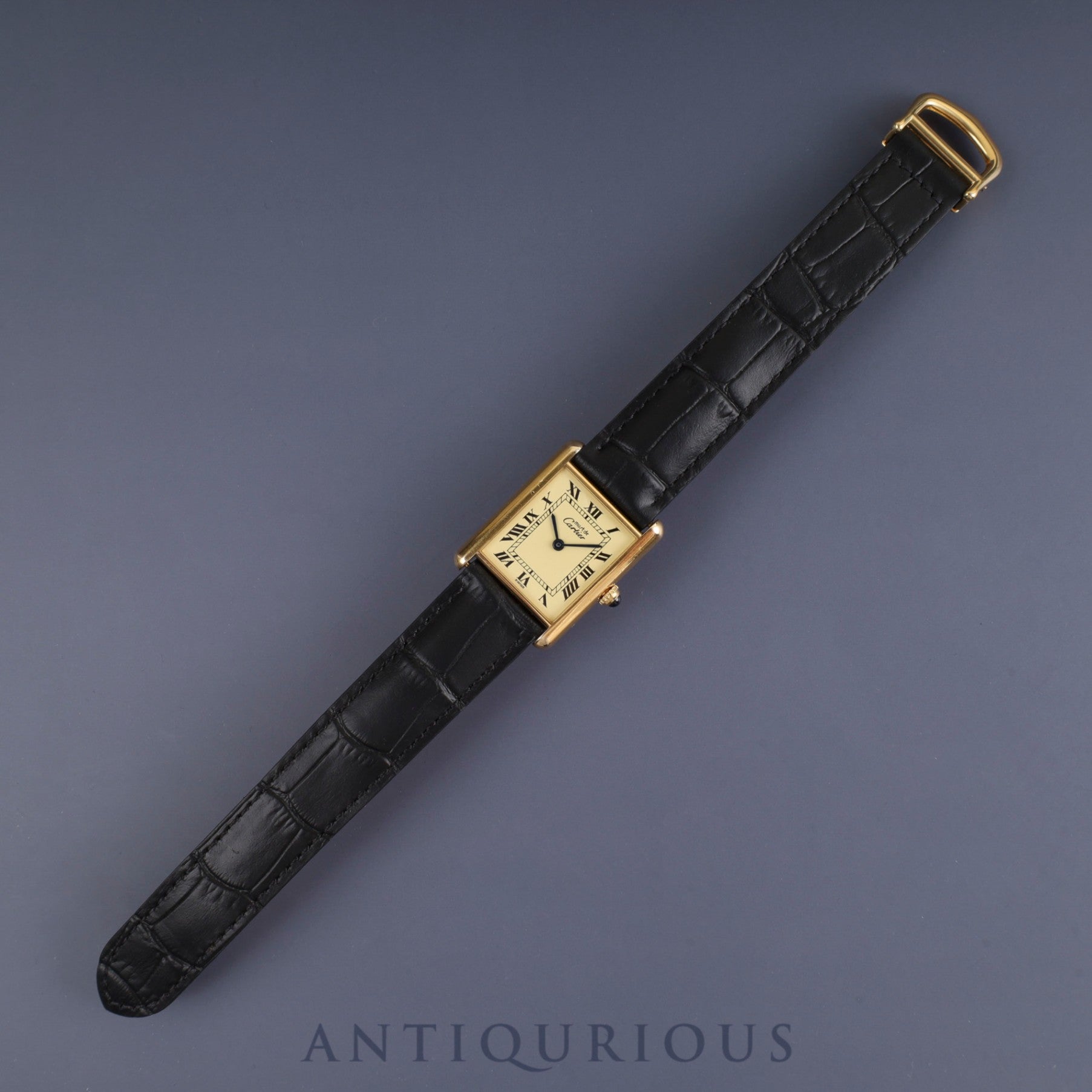 Cartier Must Tank LM W1002754 / 1615 Quartz Cal.90 SV925 Leather Genuine D-buckle (GP) Ivory Roman dial 1996-1998 Overhauled