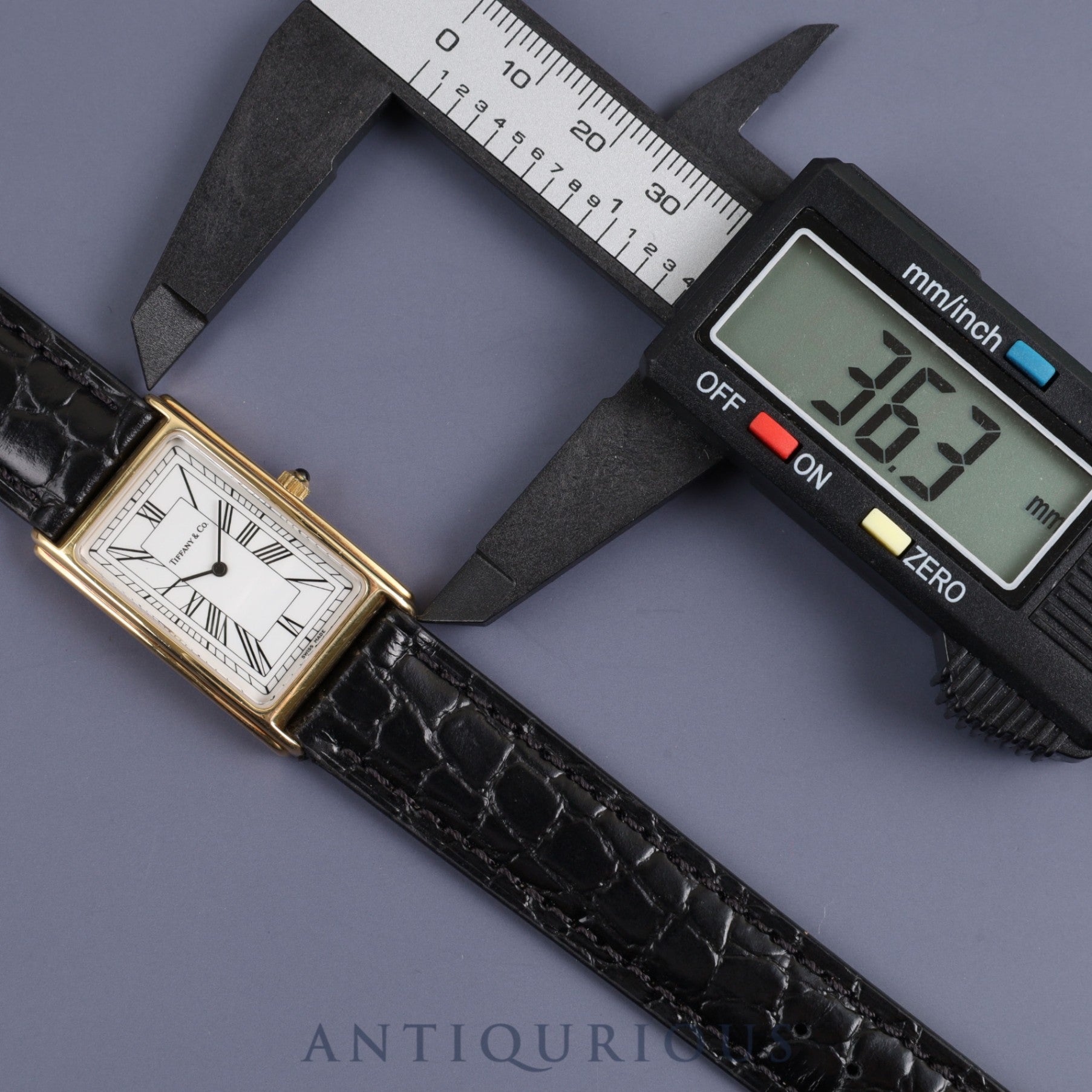 Tiffany Classic M0430 Quartz YG Leather Genuine Buckle (GP) White Dial Box Warranty (1994)