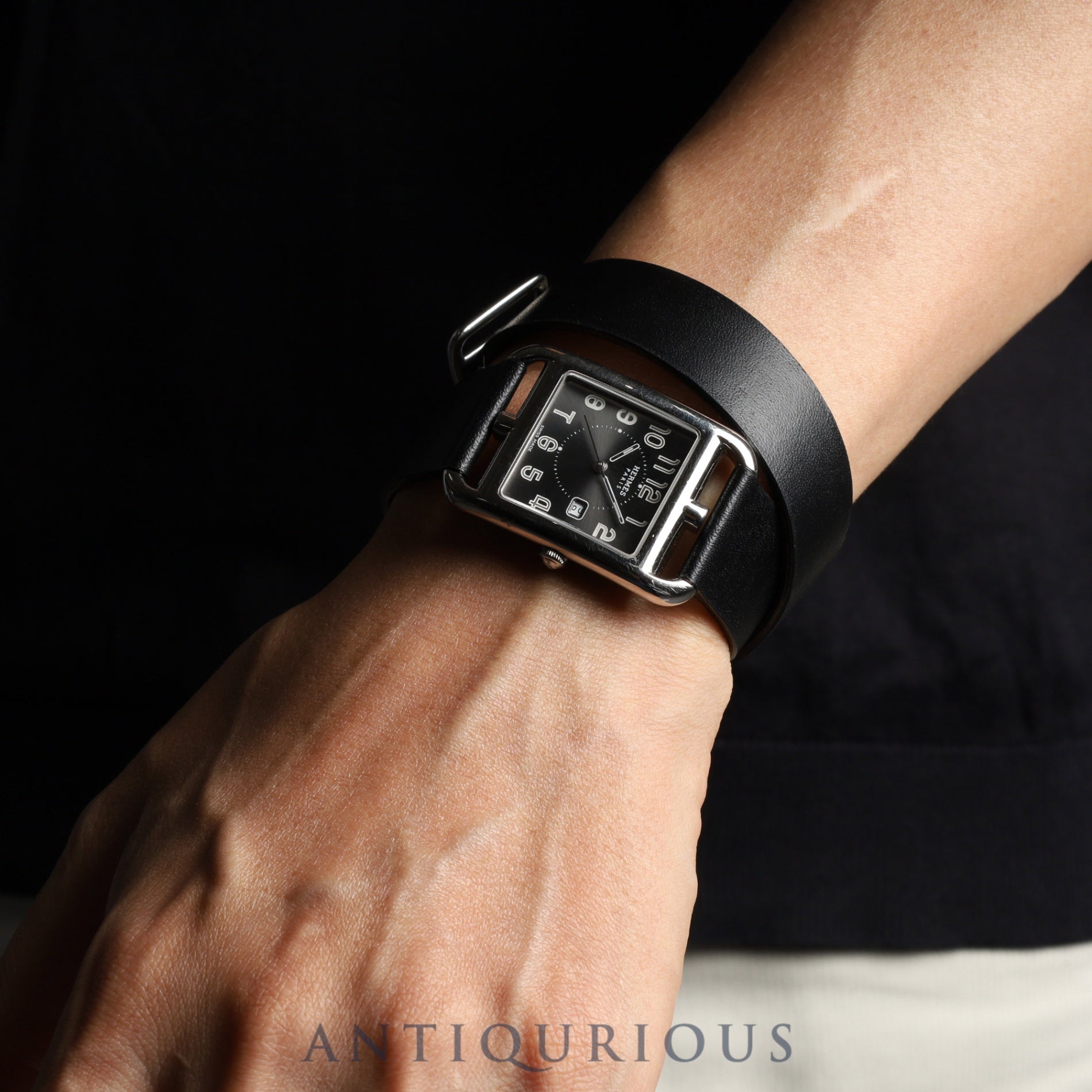 Hermes Cape Cod CC2.710 Quartz SS Leather Genuine Buckle (SS) Grey Dial Overhauled