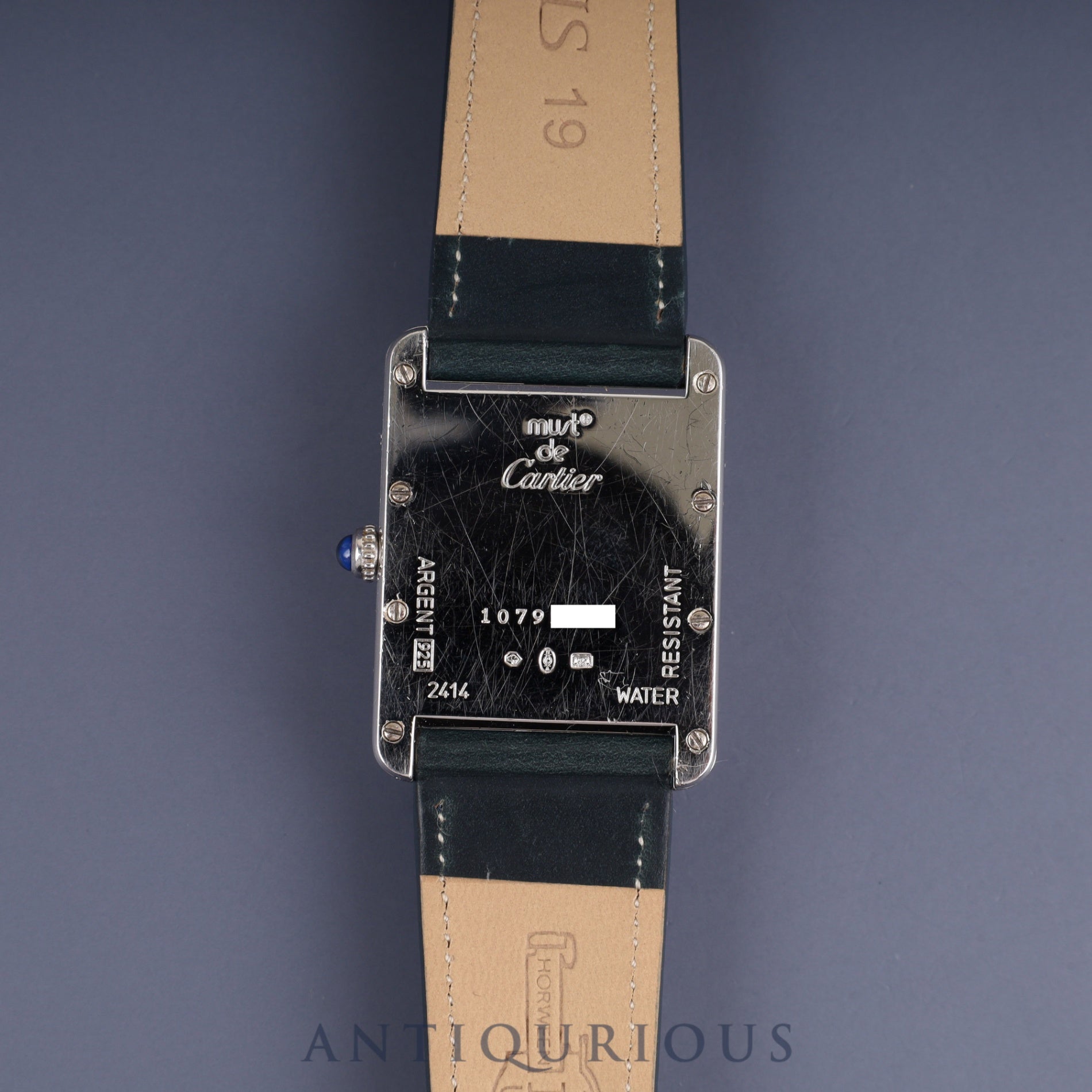 Cartier Must Tank GM (XL) 2414 Quartz Movement, SV925 Leather, Aftermarket Buckle (Stainless Steel), White Roman Dial (SWISS MADE Marking), Completely Serviced at a Cartier Boutique