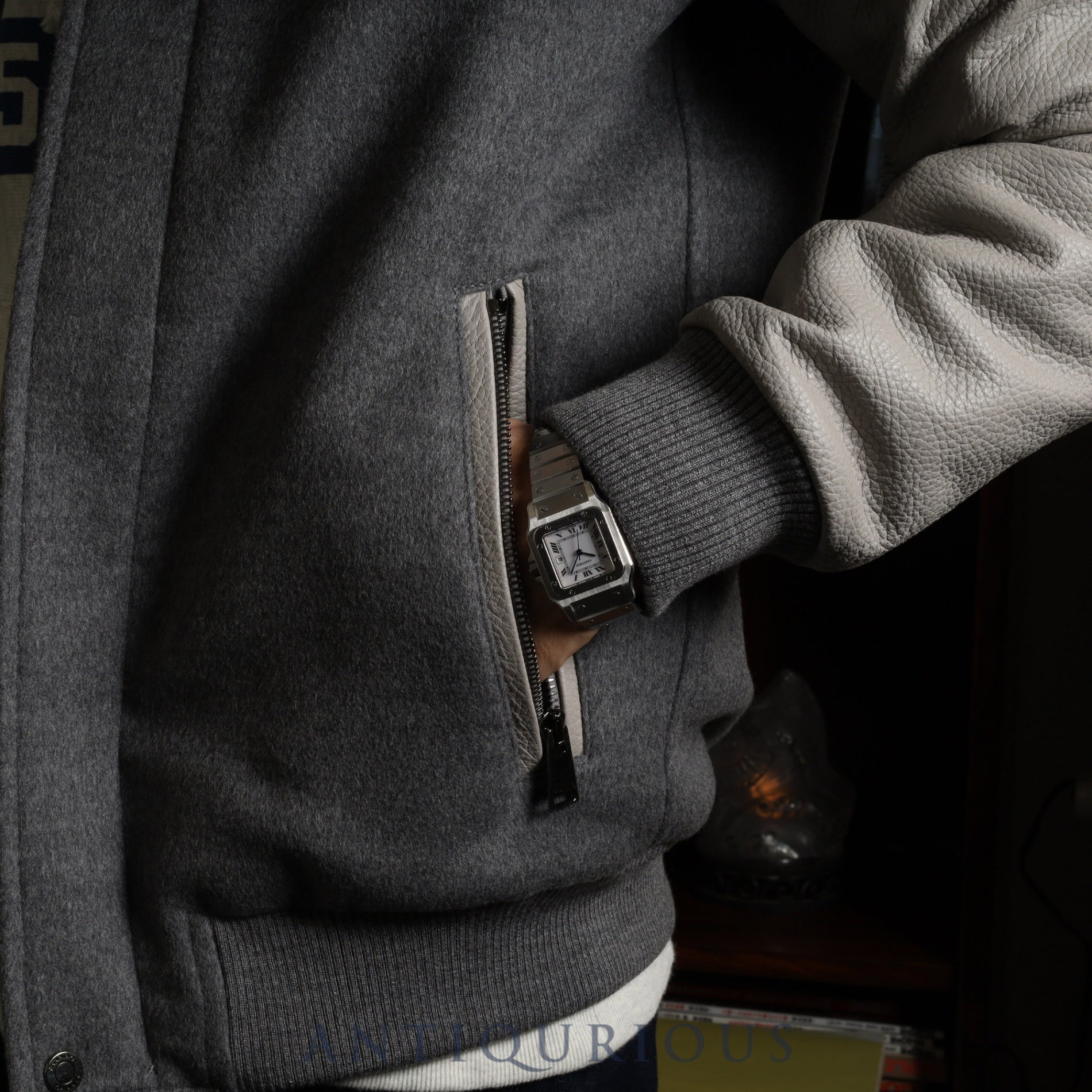 カルティエ サントス ガルベ LM 81036188 / 1553 自動巻き SS SS ホワイトローマン文字盤 カルティエブティックにてコンプリートサービス・ミドルケース交換済み