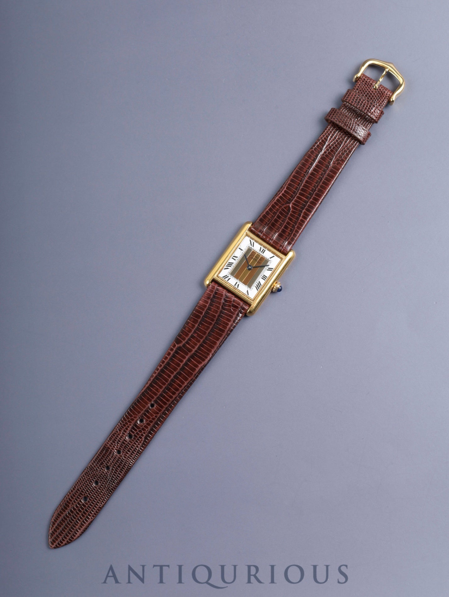 カルティエ マストタンク LM 590005 クォーツ Cal.90 SV925 革 純正尾錠(GP) フロントトリニティ文字盤(SWISS表記) オーバーホール済み 新品仕上げ済み