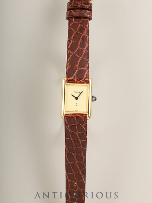 カルティエ マストタンク SM 手巻き Cal.78-1 SV925 革 純正ピンバックル(GP)アイボリー文字盤(SWISS表記) オーバーホール済み 新品仕上げ済み