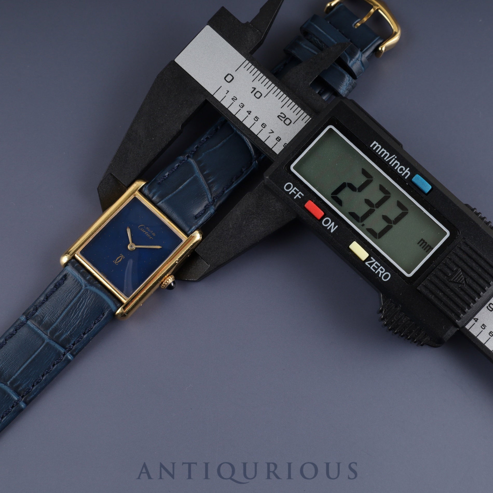 カルティエ マストタンク LM 手巻き Cal.78-1 SV925 革 純正尾錠(GP) ラピスラズリ文字盤 1976年頃~1981年頃 オーバーホール済み