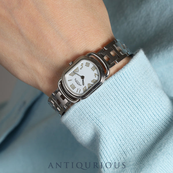 エルメス ラリー RA1.210 クォーツ Cal.976.001 SS SS ホワイト文字盤 オーバーホール済み