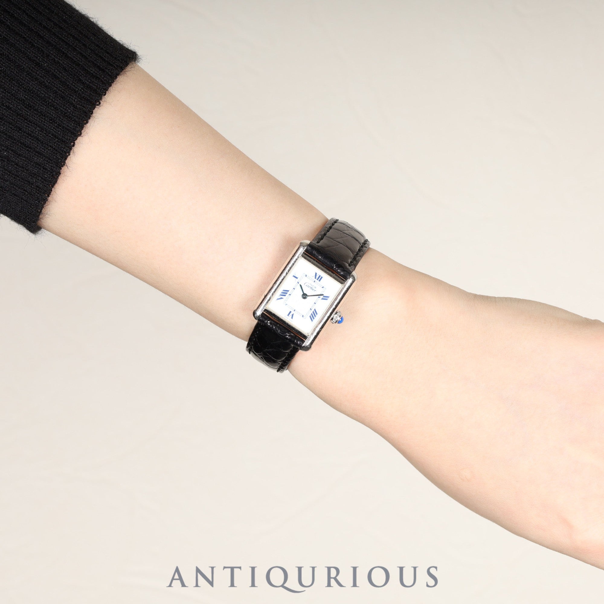 Cartier Must Tank MM W1014054 / 2416 Quartz Caliber 057 SV925 Leather Strap with Genuine D-Clasp (Stainless Steel) White Roman Dial (SWISS MADE) Overhauled