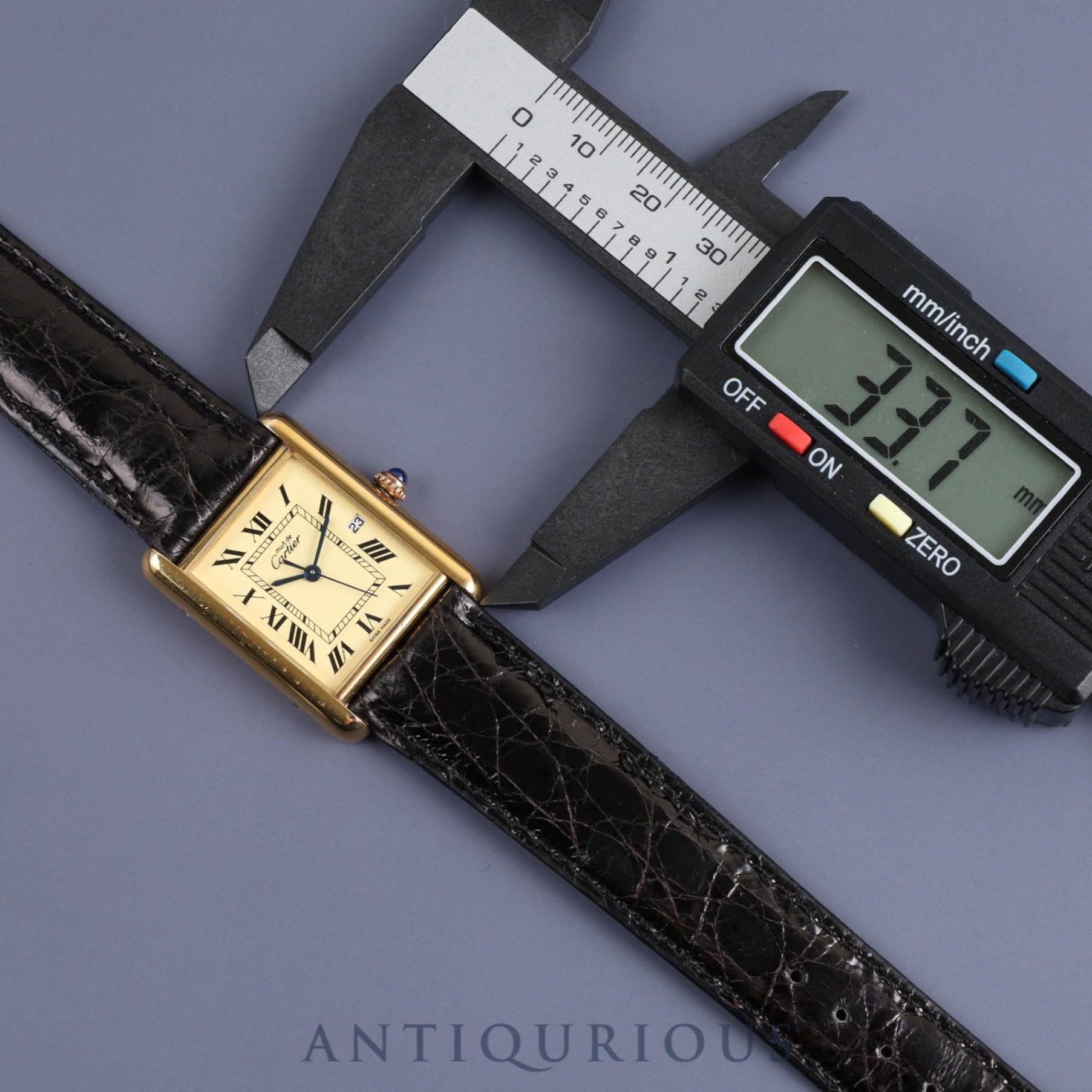 Cartier Must Tank GM (XL) W1017454 / 2413 Quartz Cal.687 925 Leather Ivory Roman Dial Circa 1990-2004 Box Overhauled