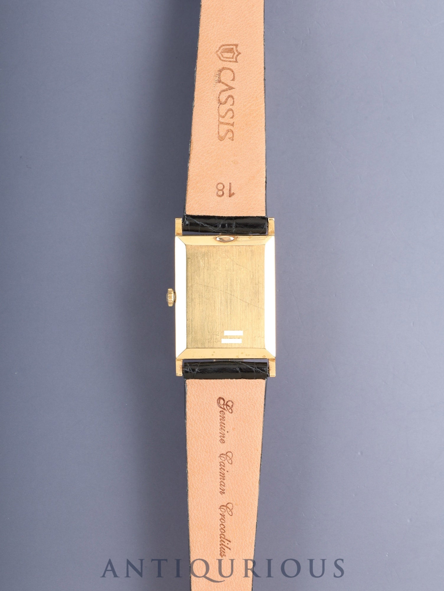 Universal Genève Rectangular Hand-Wound Cal.42 750YG Leather Strap with Genuine GP Buckle, White Roman Dial, Overhauled