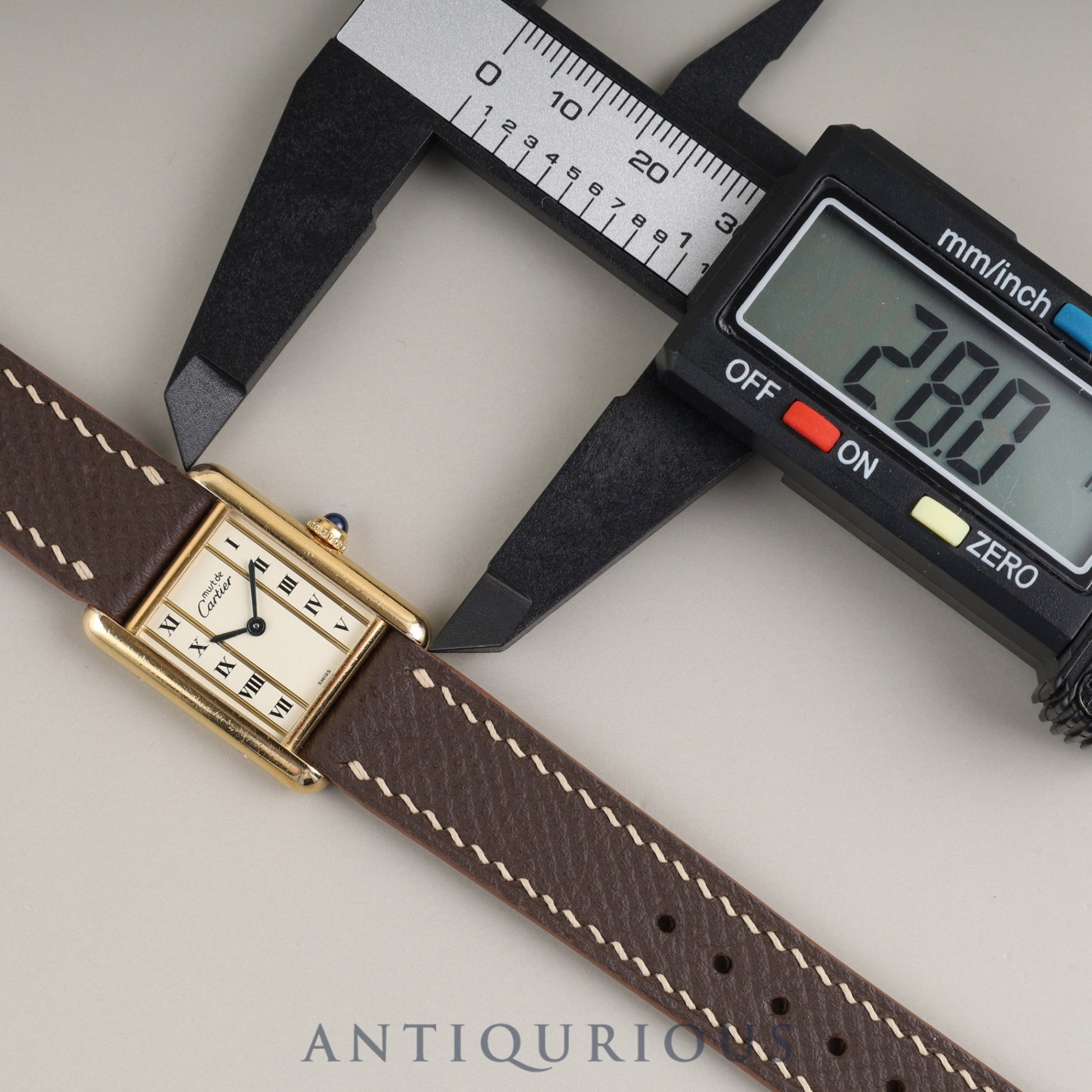 Cartier Must Tank SM W10030353/5057001 Quartz Caliber 057 SV925 Leather Straight Roman Dial with Genuine GP Buckle Box Overhauled