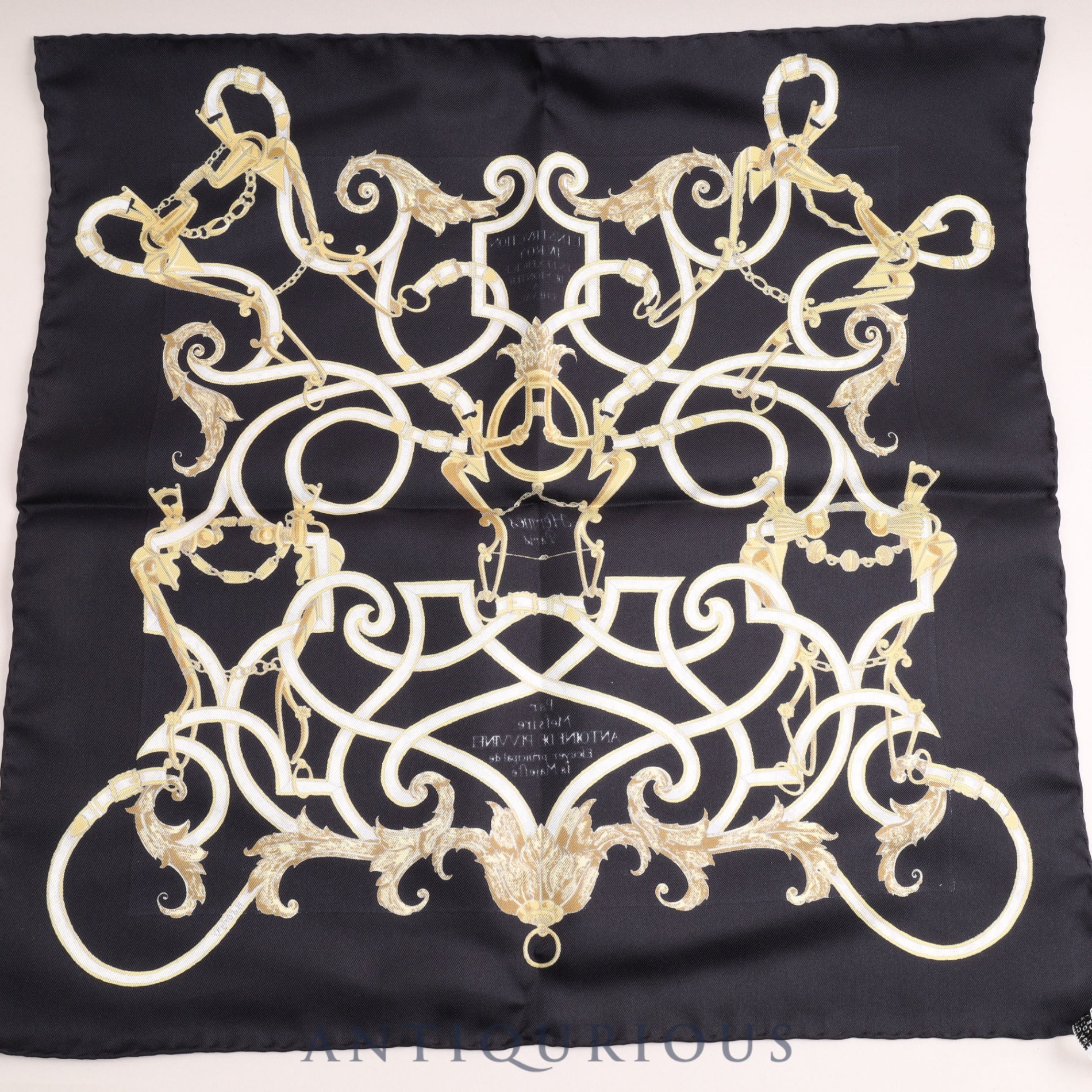 Hermes Scarf Carre 45 Par Mefsire ANTOINE DE PLVVINEL SILK100% Box