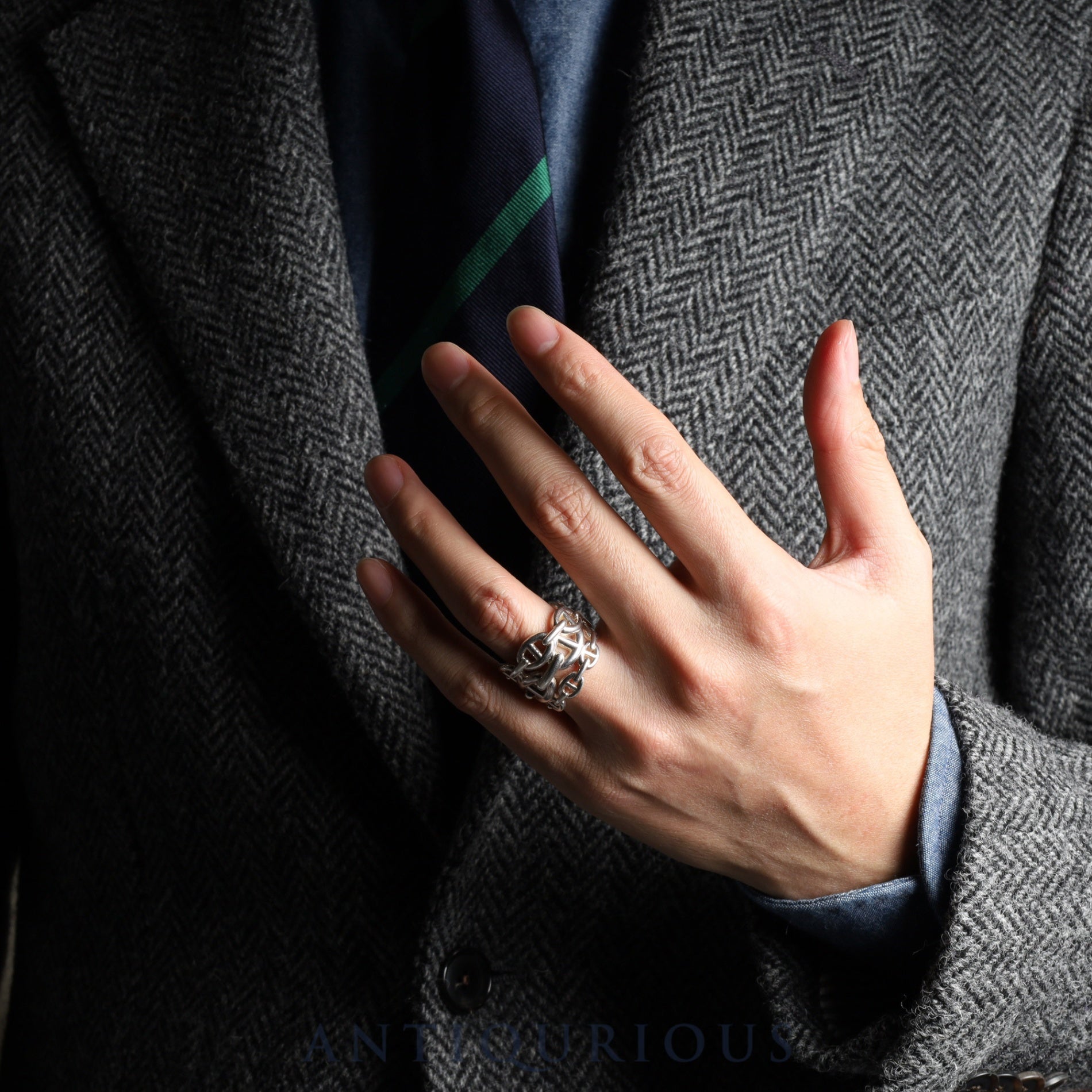 Hermes Ring Chaine d'Ancre Enchaine GM Sterling Silver #57 Box Card (2024) 23 Years Old