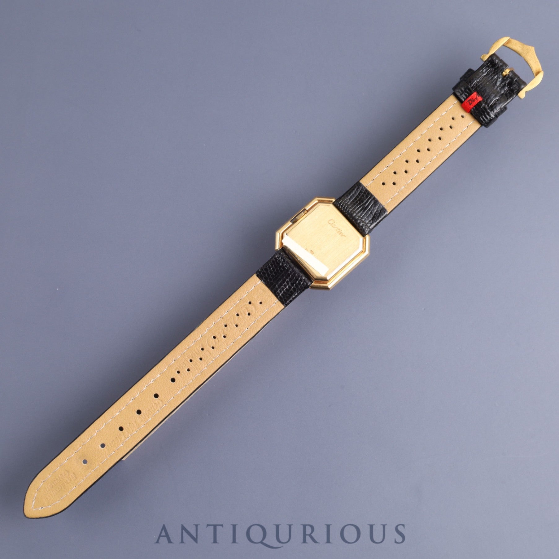 カルティエ サンチュール SM 78100 手巻き Cal.78-1 YG 革 純正尾錠(750YG)ホワイトローマン文字盤 オーバーホール済み