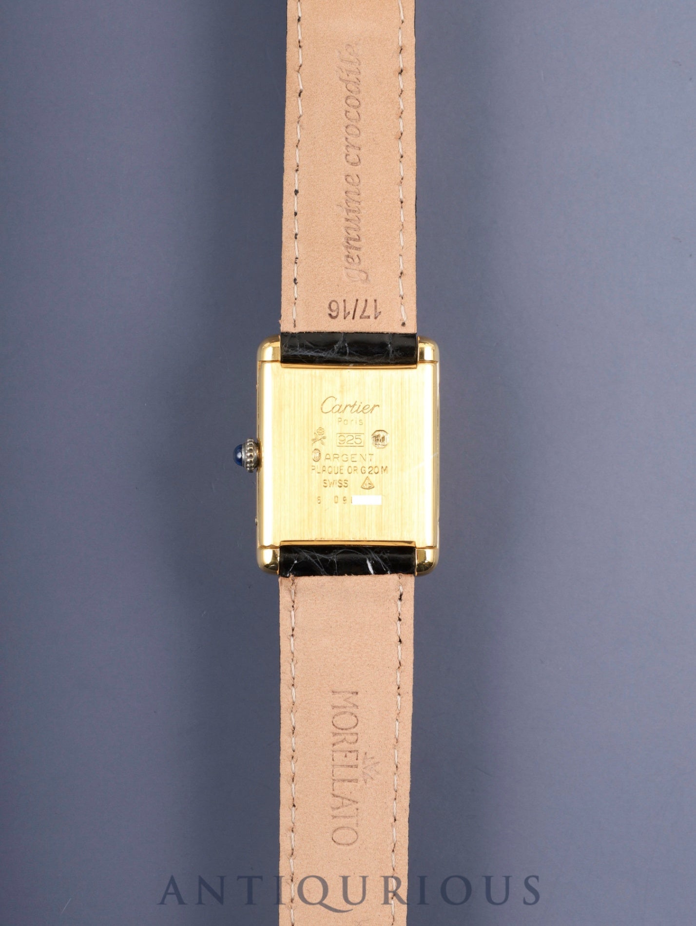 カルティエ マストタンク LM 手巻き Cal.- SV925 革 純正尾錠(GP)ブラックローマン文字盤 1976年頃~1981年頃 オーバーホール済み 新品仕上げ済み