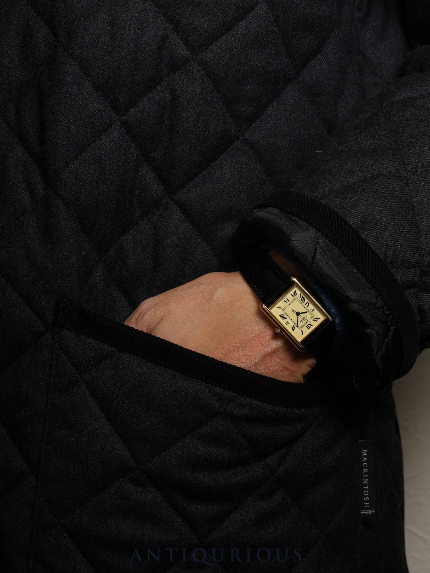 カルティエ マストタンク GM(XL) W1017454 / 2413 クォーツ Cal.687 SV925 革 純正Dバックル(GP) アイボリーローマン文字盤 箱 冊子 保証書 (2004年)オーバーホー済み