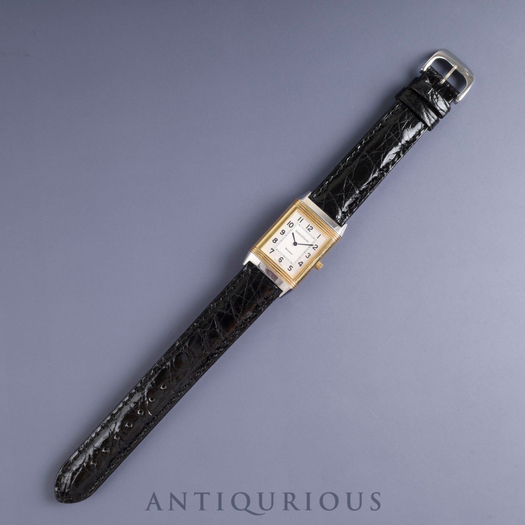 ジャガー・ルクルト レベルソ クラシック 250.8.08 クォーツ SS/YG 革 純正尾錠(SS)シルバーアラビア文字盤 オーバーホール済み ※ケース裏彫りあり