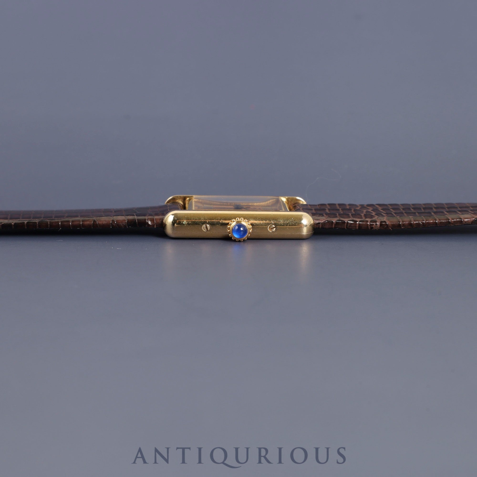 Cartier Must Tank SM 4919123 / 3 66001 Quartz Caliber 057 SV925 Leather Strap with Genuine GP Buckle, Square Trinity Dial, Box, Warranty Card, Overhauled