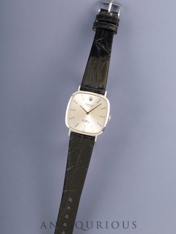 ROLEX Cellini 4114 Hand-wound Cal.1600 Leather 750WG Genuine Pin Buckle (SS) Silver Dial 42 Series (1974) Overhauled