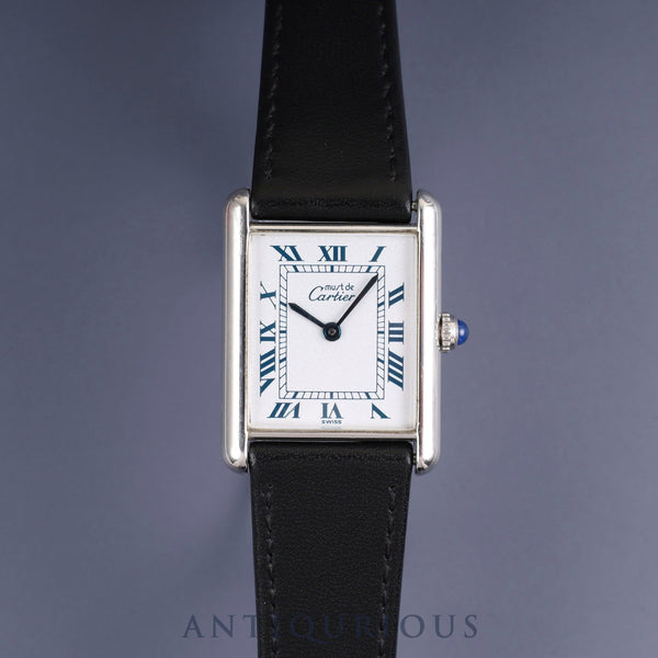 カルティエ マストタンク LM 690006 クォーツ Cal.81 SV925 革 純正尾錠(SS)ホワイトローマン文字盤 オーバーホール済み