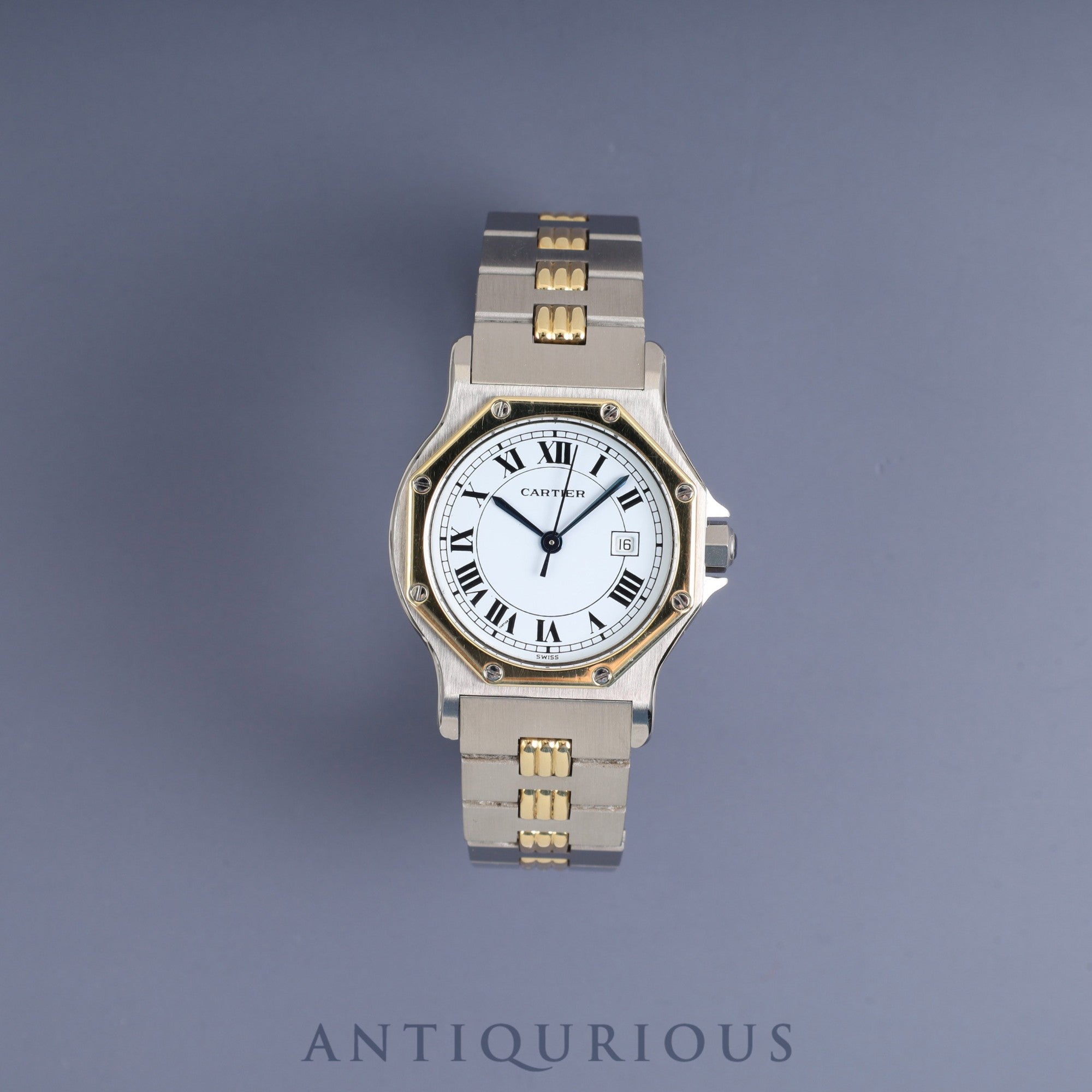 Cartier Santos Octagon LM 2966 Automatic Cal. 077 Stainless Steel/Yellow Gold White Roman Dial Overhauled