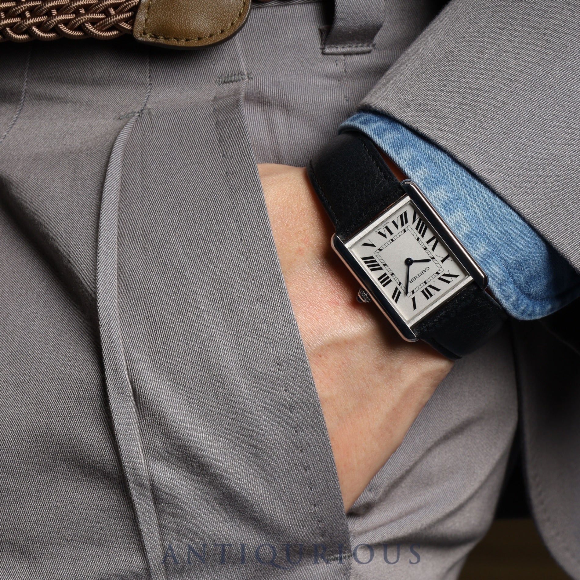 Cartier Tank Solo LM Quartz WSTA0028 / 3169 SS Leather Silver Dial Box Warranty (2019)