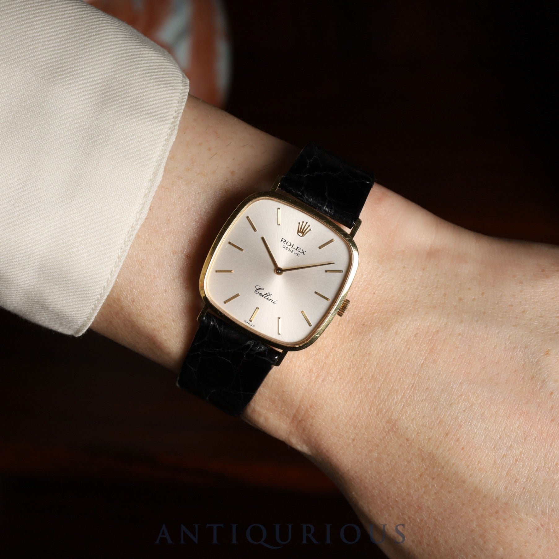 Rolex Cellini 4114/8 Manual Winding Caliber 1602 18K Leather Strap with Genuine GP Buckle Silver Dial K Serial (2001) Overhauled