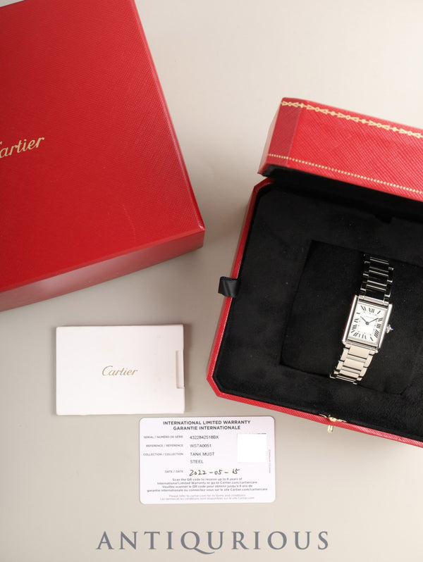 カルティエ タンクマスト SM WSTA0051 / 4322 クォーツ Cal.157 SS SS シルバーローマン文字盤 箱 保証書(2022年)オーバーホール済み