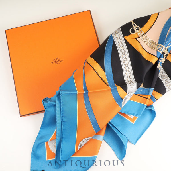 エルメス スカーフ カレ90 LA PROMENADE DU MATIN 朝の散歩 箱 SILK100%