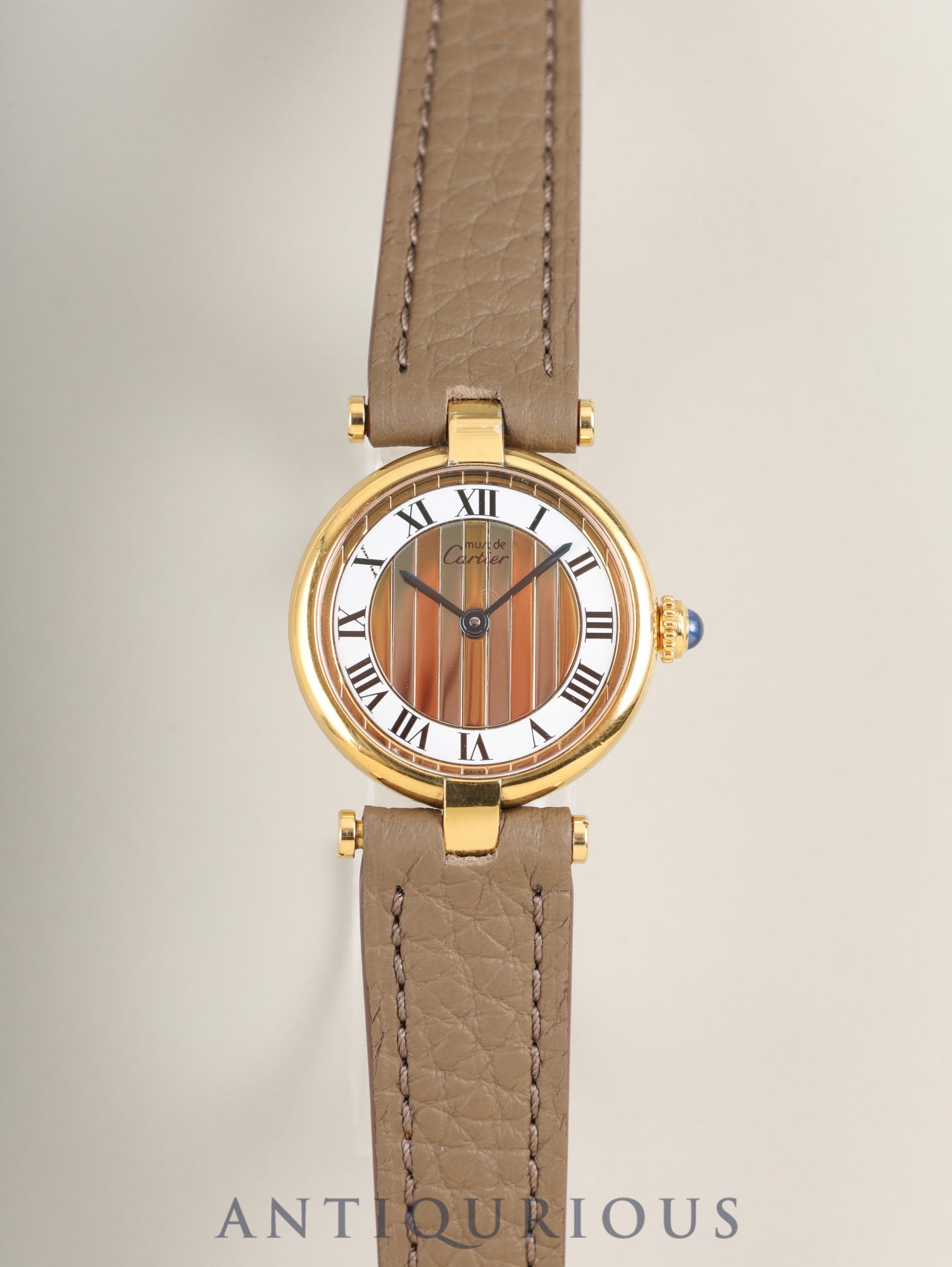 カルティエ マスト ヴァンドーム VLC SM 590004 クォーツ Cal.90 SV925 革 純正尾錠(GP)フロントトリニティ文字盤 オーバーホール済み