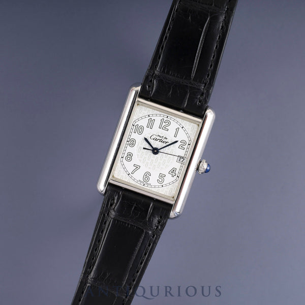Cartier Must Tank GM (XL) 2414 Quartz Caliber 87 SV925 Leather Strap with Genuine D-Clock Buckle (Stainless Steel) Telephone Arabic Dial Overhauled