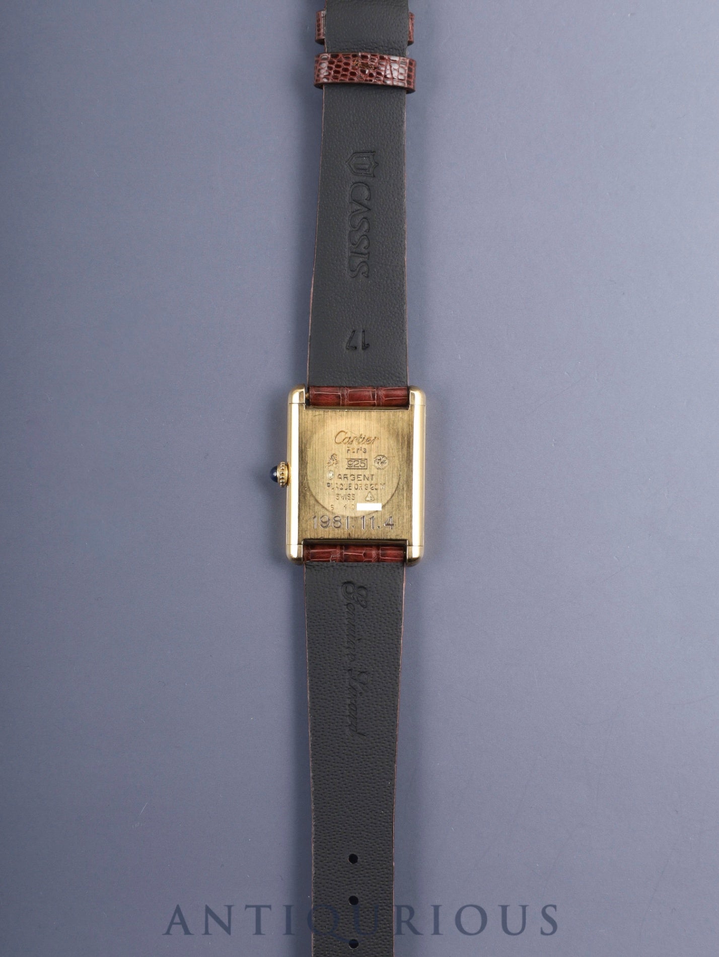 カルティエ マストタンク LM 手巻き Cal.78-1 SV925 革 純正ピンバックル(GP)マホガニー文字盤(SWISS表記) オーバーホール済み ※ケース裏彫り有り