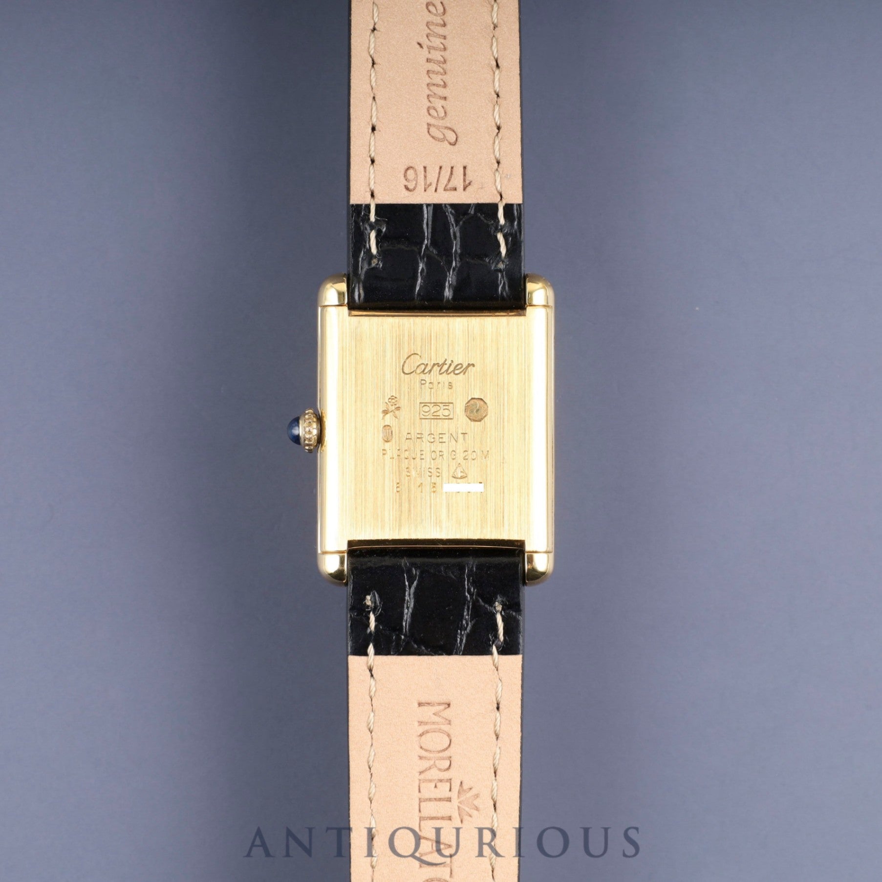 Cartier Must Tank LM Manual Winding SV925 Leather Watch with Genuine GP Buckle Ivory Roman Dial Overhauled and Finished to Look Like New