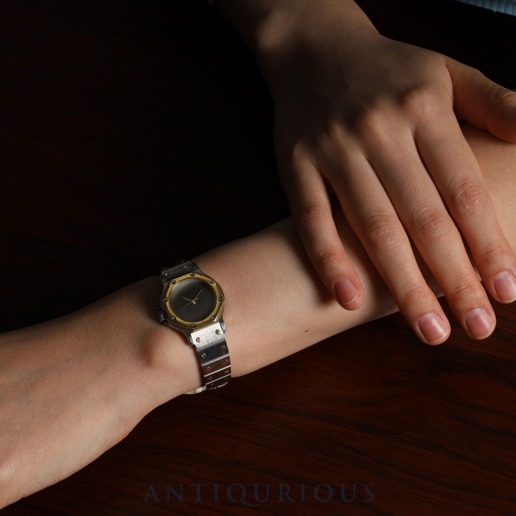 Cartier Santos Octagon SM 2039488 / 0907 Automatic SS/YG SS/YG Grey ghost dial Overhauled Bracelet cleaned by Cartier