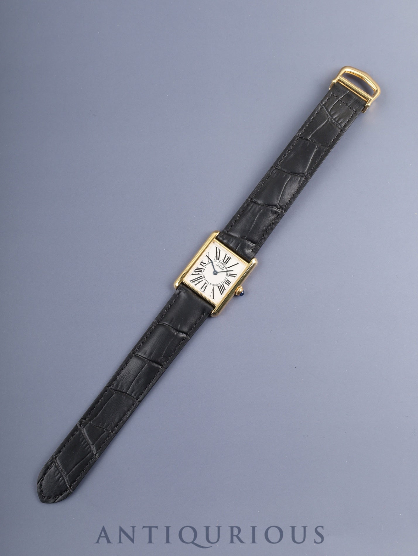 Cartier Must Tank LM 590005 Quartz Cal.90 SV925 Leather Genuine D-Buckle (GP) Opaline Dial (SWISS marking) Overhauled Polished