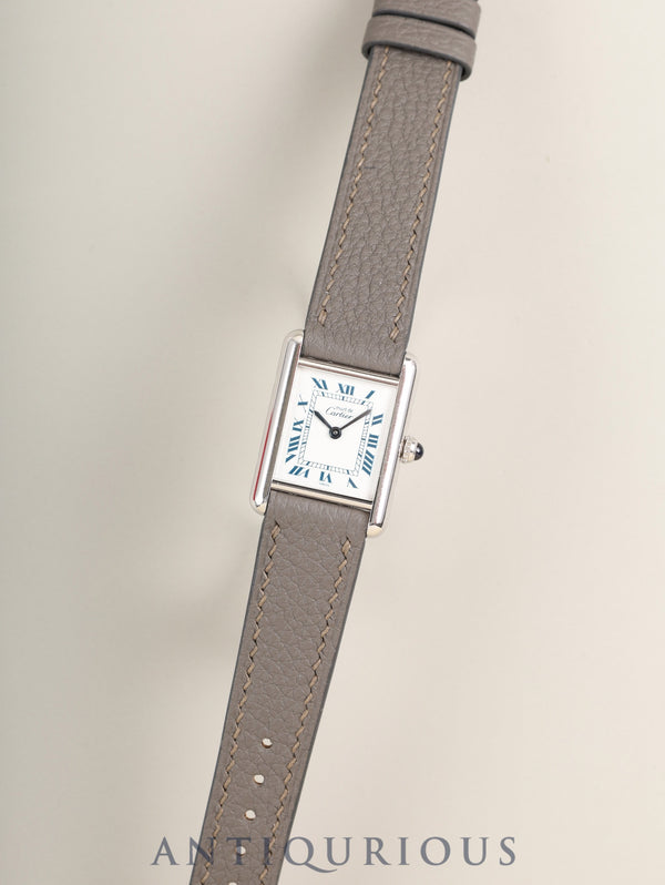 Cartier Must Tank SM W1001543 / 6057002 Quartz SV925 Leather Strap with Genuine Stainless Steel Buckle, White Roman Dial (SWISS Marking), Box, Completely Serviced (Full Maintenance) at a Cartier Boutique