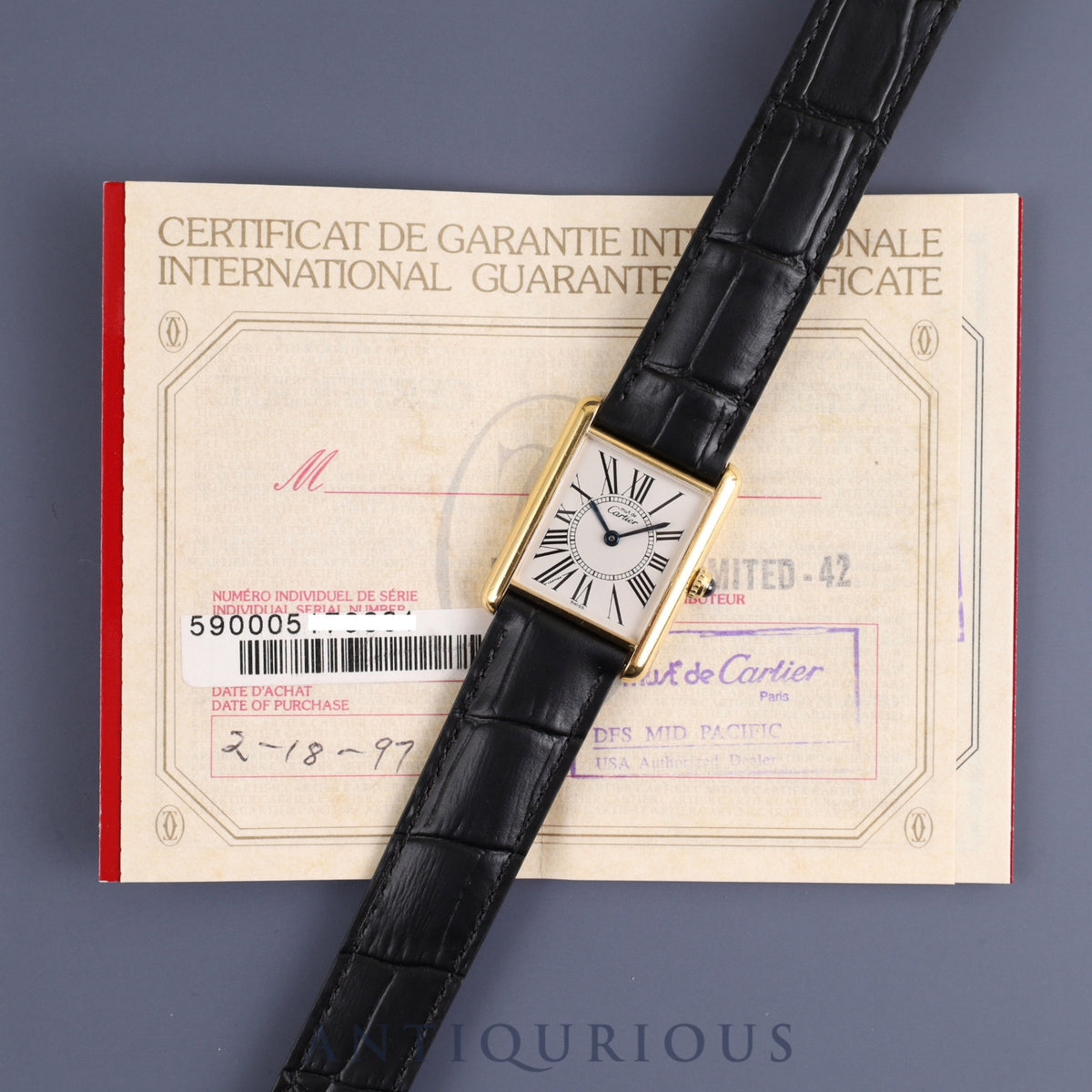Cartier Must Tank LM W1005654 / 590005 Quartz Cal.690 SV925 Leather Genuine D-buckle (GP) Opalan dial Warranty (1997) Overhauled and refinished to like new condition