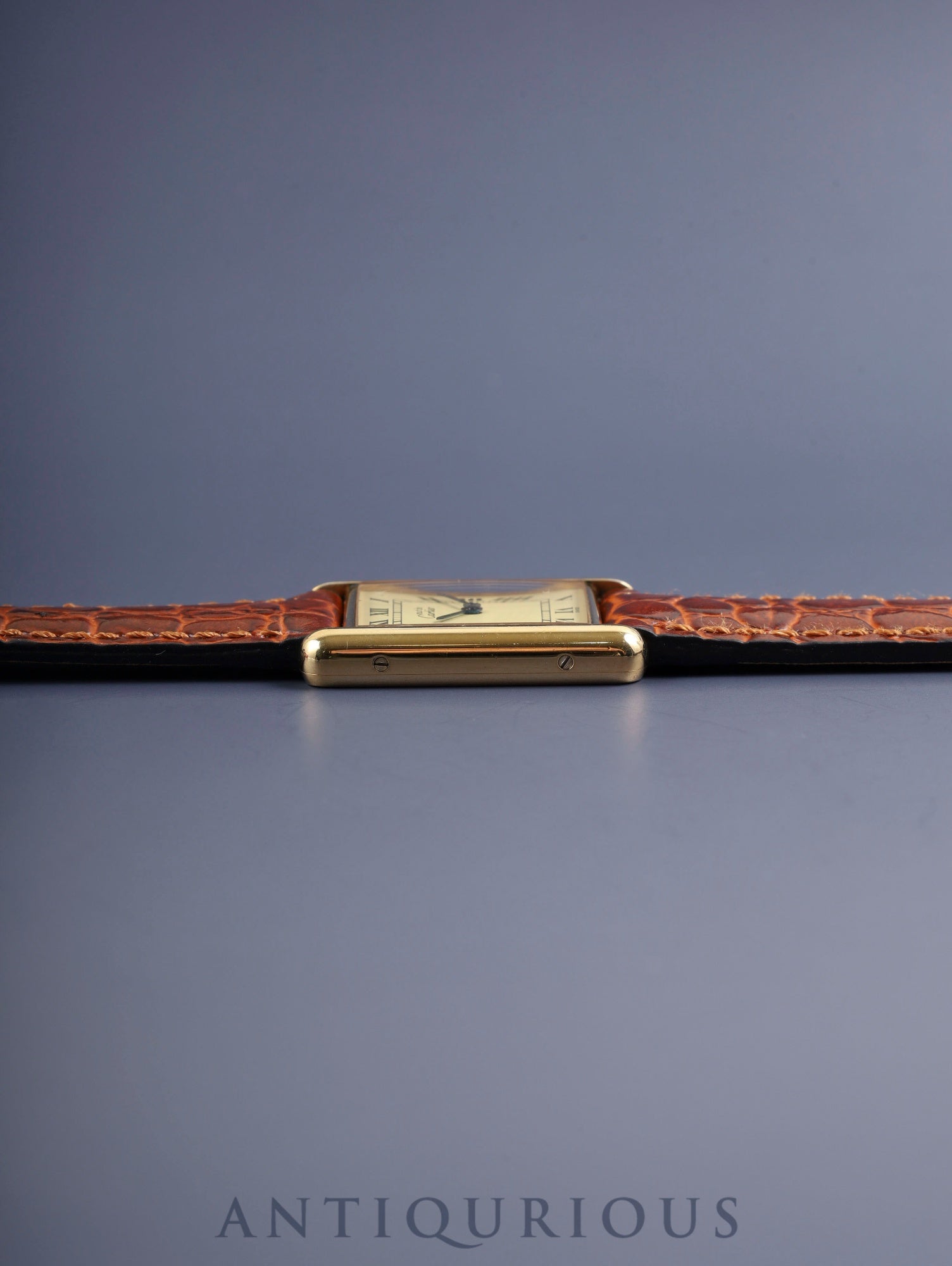 カルティエ マストタンク LM 590005 クォーツ Cal.90 SV925 革 純正尾錠(GP)アイボリーローマン文字盤 オーバーホール済み