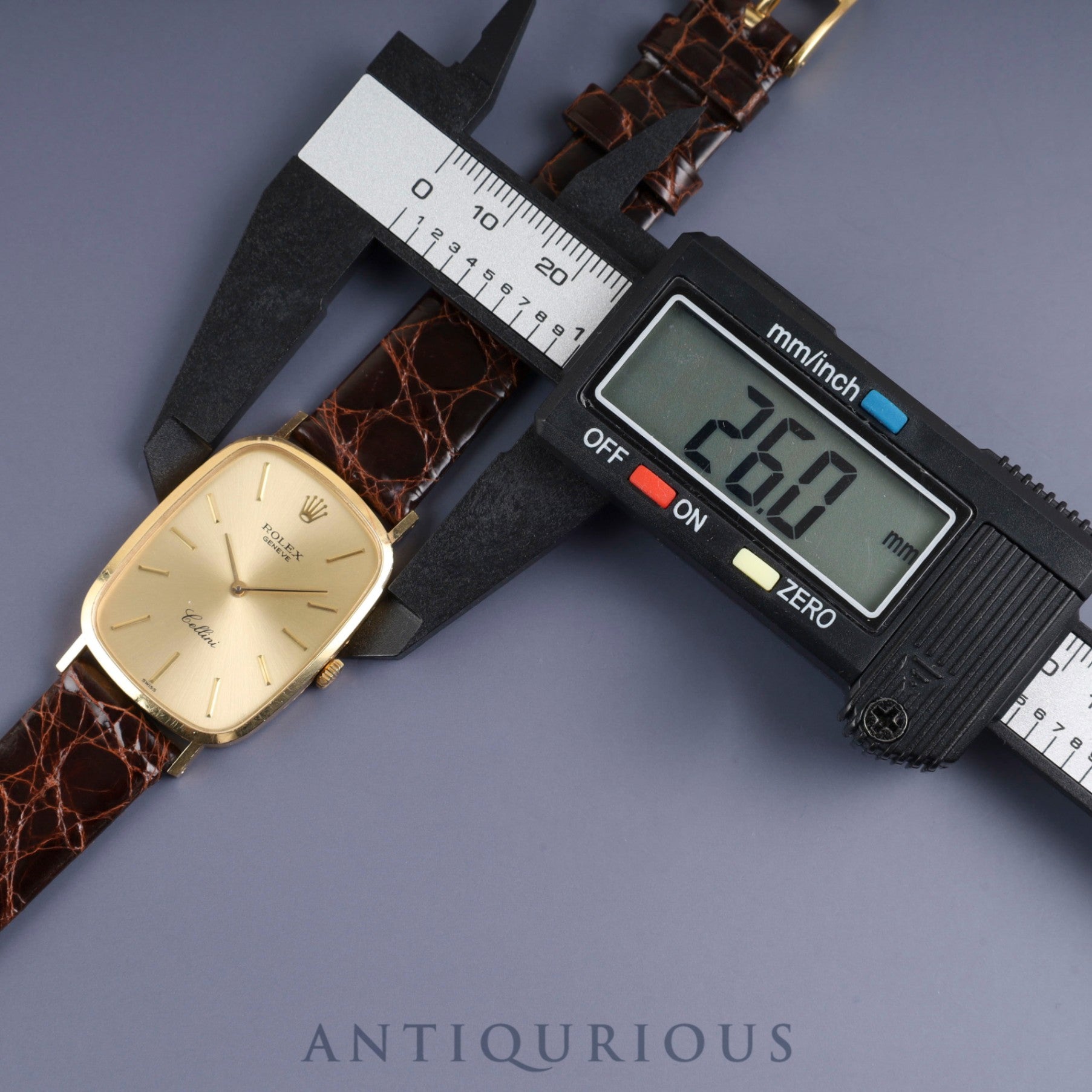 Rolex Cellini 4113 Manual Winding Caliber 1600 750 Leather Strap with Genuine Buckle (GP) Champagne Dial No. 42 (1974) Overhauled