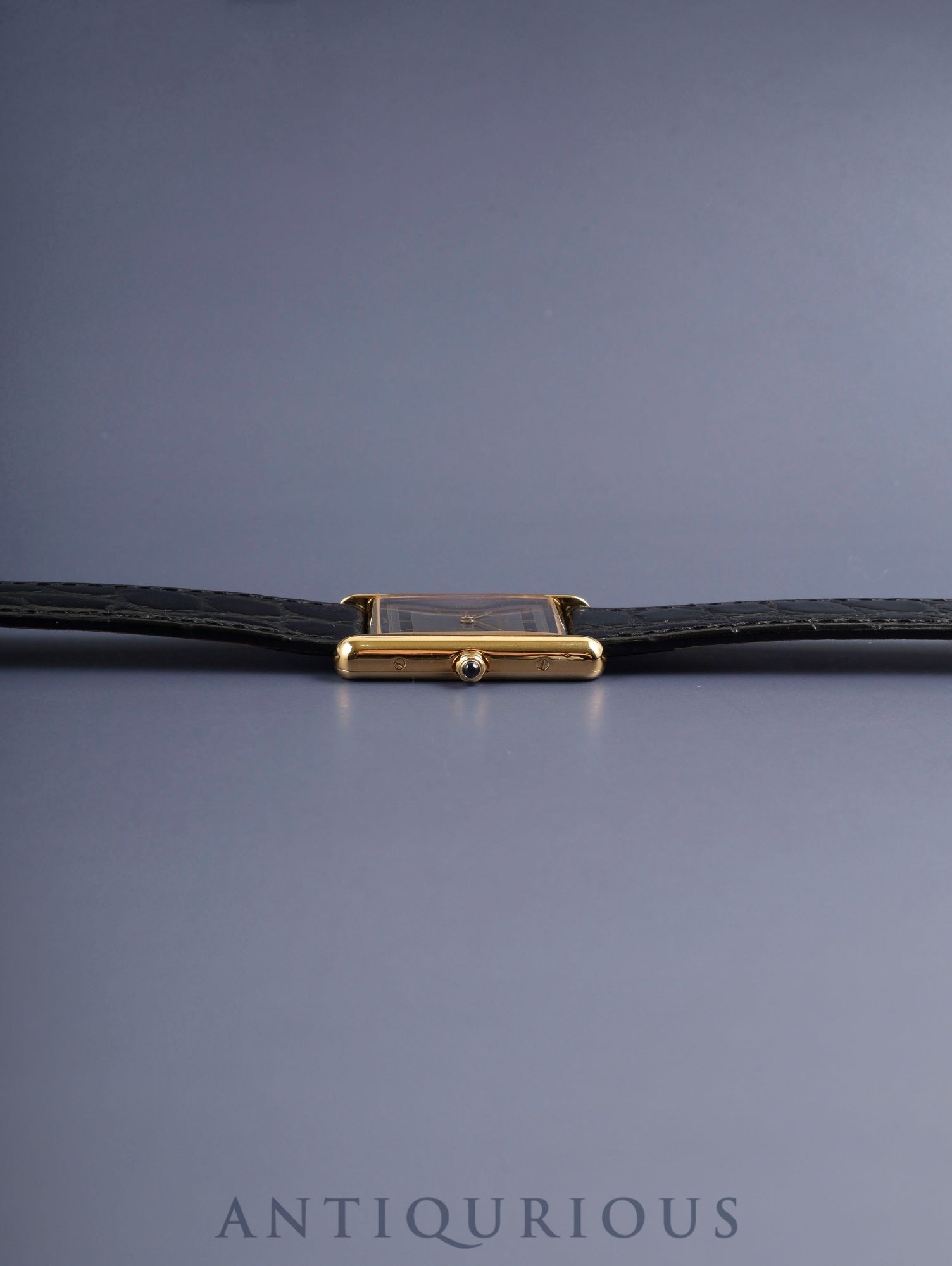 カルティエ マストタンク LM 681006 クォーツ Cal.81 SV925 革 純正尾錠(GP)グレー飛びローマン文字盤(SWISS表記)オーバーホール済み