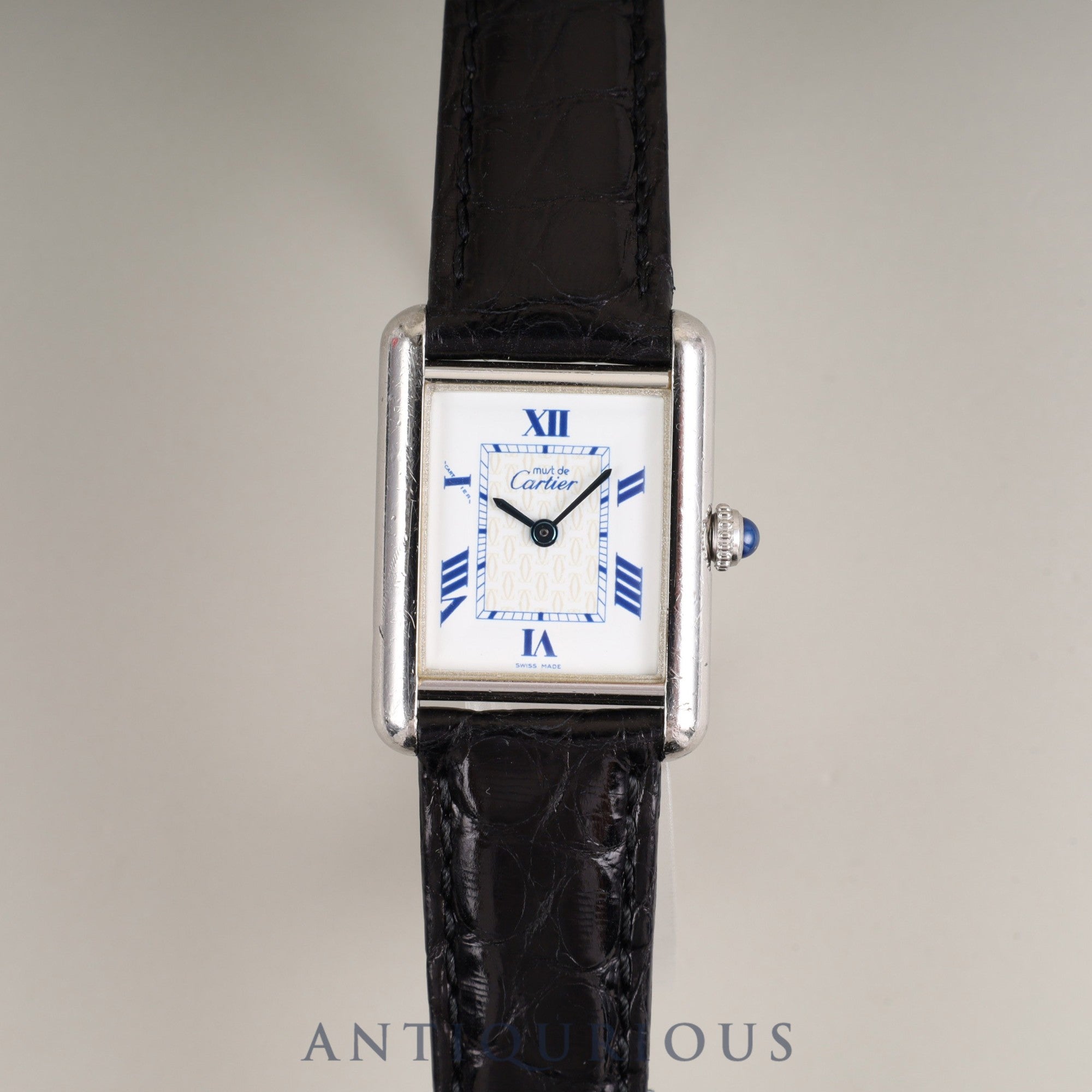 Cartier Must Tank MM W1014054 / 2416 Quartz Caliber 057 SV925 Leather Strap with Genuine D-Clasp (Stainless Steel) White Roman Dial (SWISS MADE) Overhauled