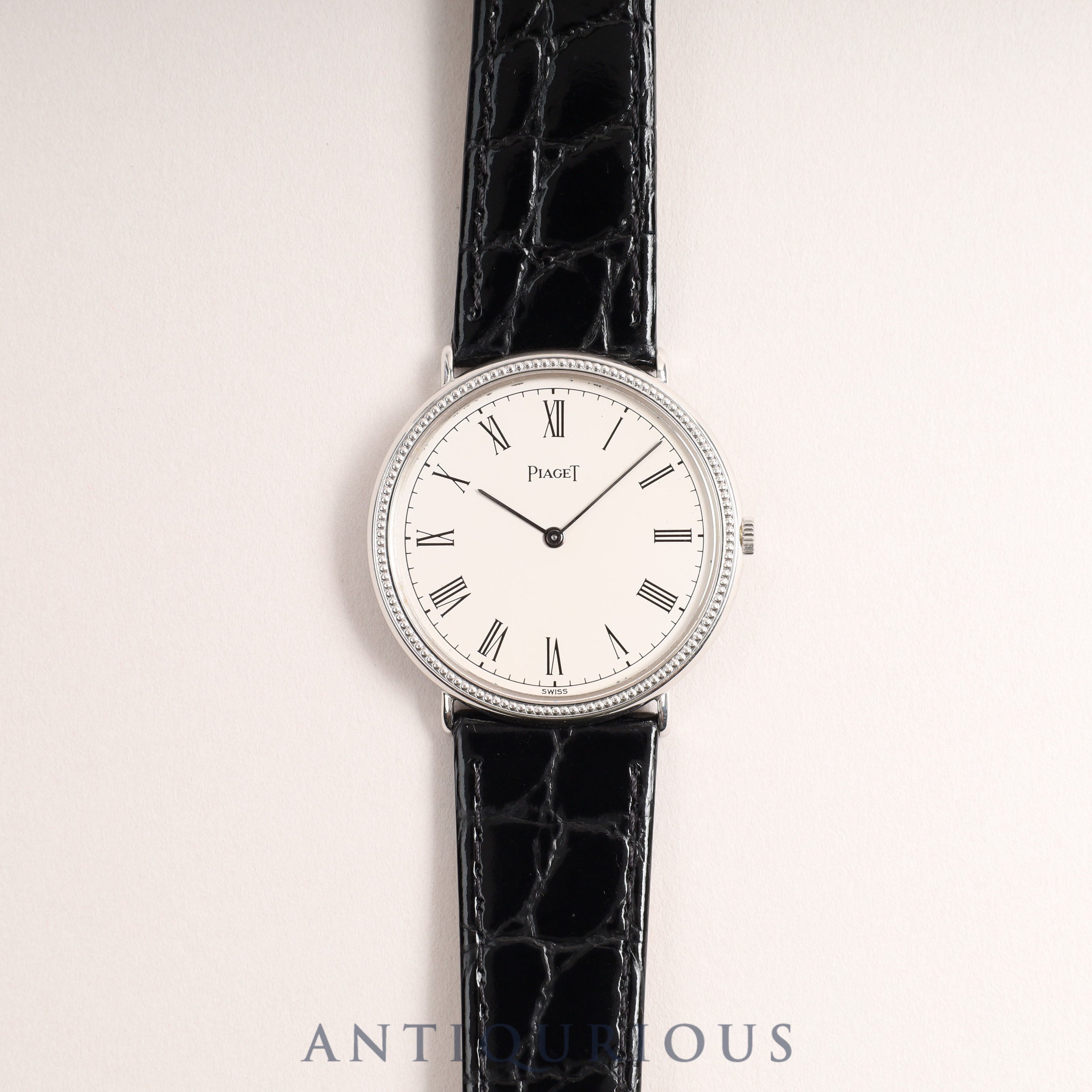 Piaget Round 90239 Manual winding Cal.9P2 WG Leather Genuine buckle (750) White dial Overhauled