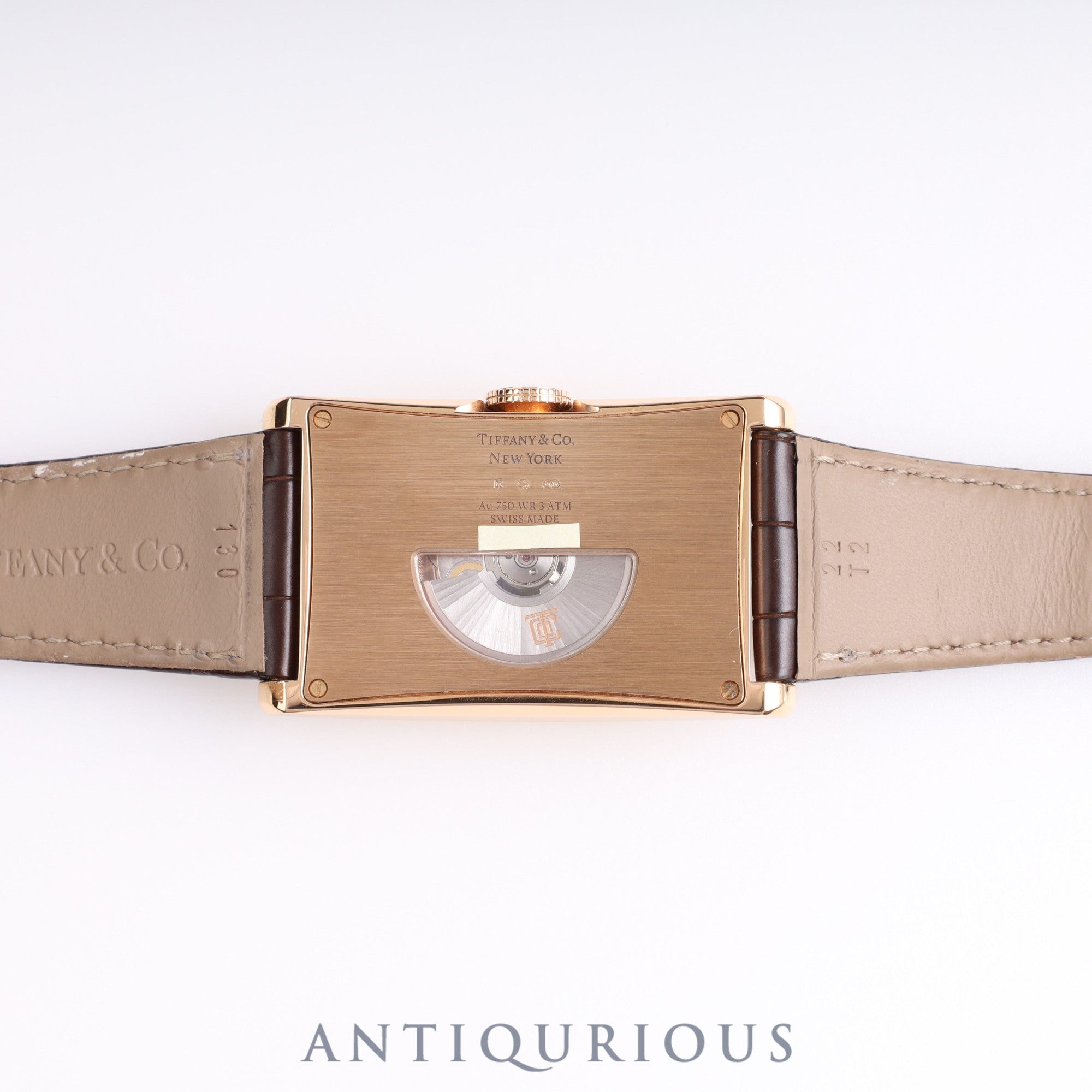 Tiffany East West Automatic PG Leather Silver Dial
