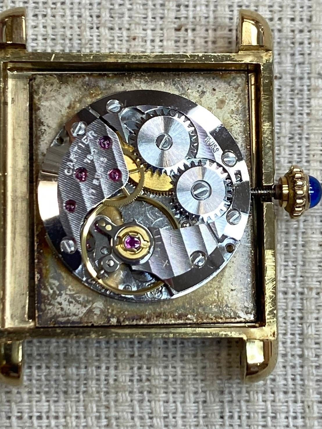 Cartier Must Tank LM 19749 o/w Hand-wound Cal.78-1 SV925 Leather Genuine buckle (GP) Black Roman dial Box Warranty (1980)