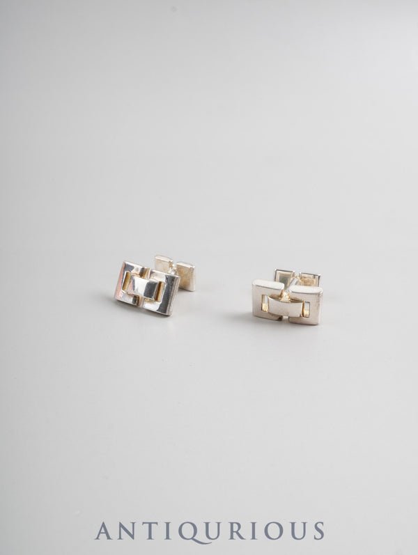 Hermès Cufflinks Parallel H Motif Sterling Silver (SV925) Box Case