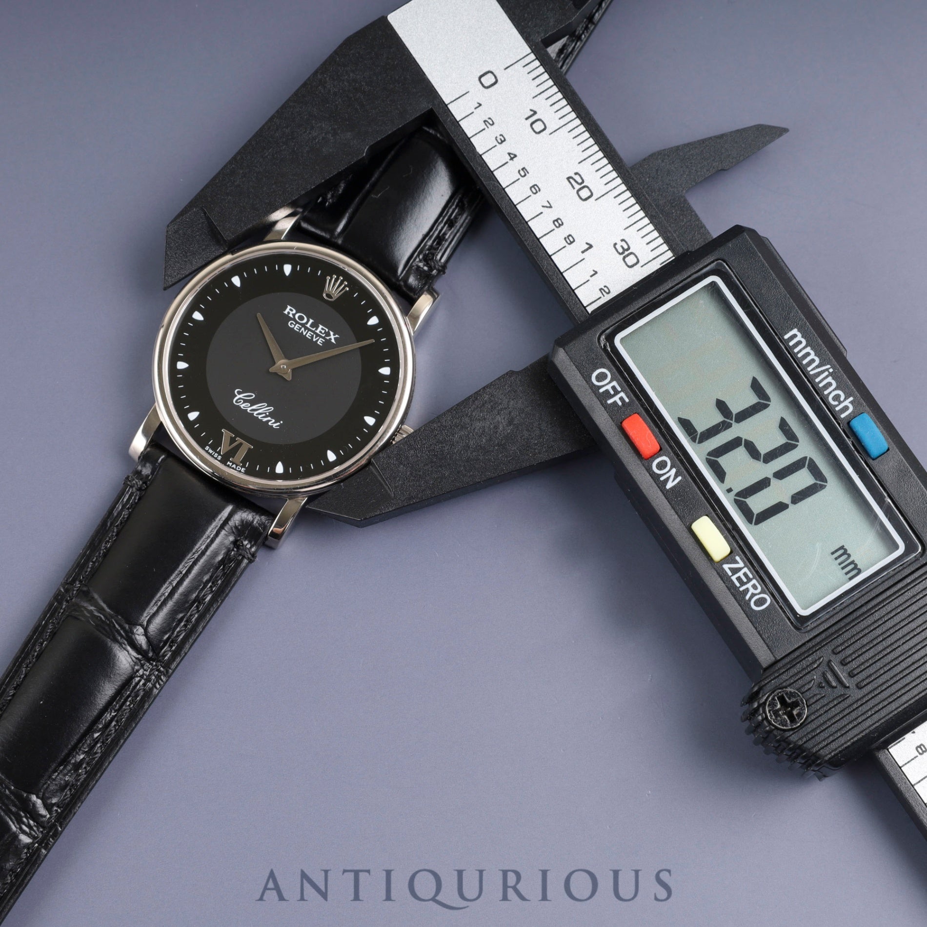 Rolex Cellini 5115 Manual Winding Caliber 1602 750 Leather Strap with Genuine Buckle (750) Black Dial A Series (1998-1999) Overhauled