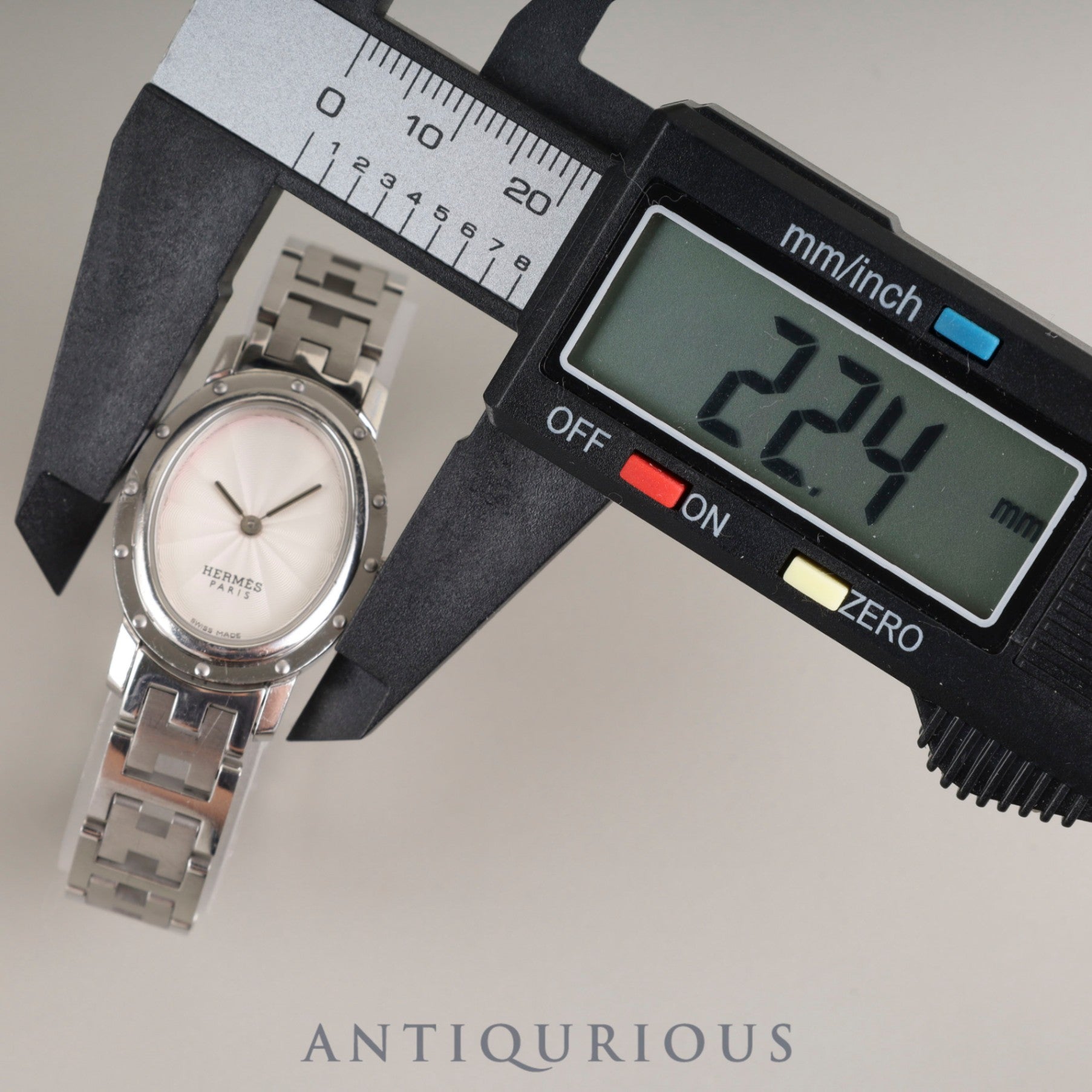 エルメス クリッパーオーバル CO1.210 クォーツ Cal.976.001 SS SS ホワイトギョーシェ文字盤 オーバーホール済み