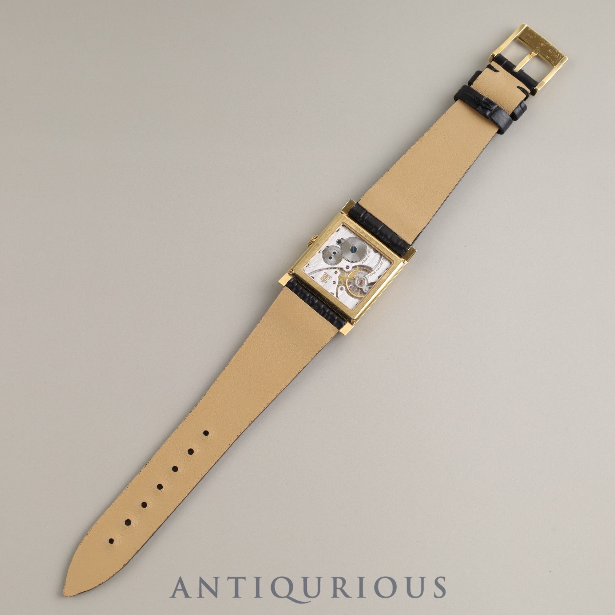 ティファニー スクエア 180TH ANNIVERSARY MODEL 限定180本 手巻き Cal.1200 YG 革 純正尾錠(750)シルバー文字盤